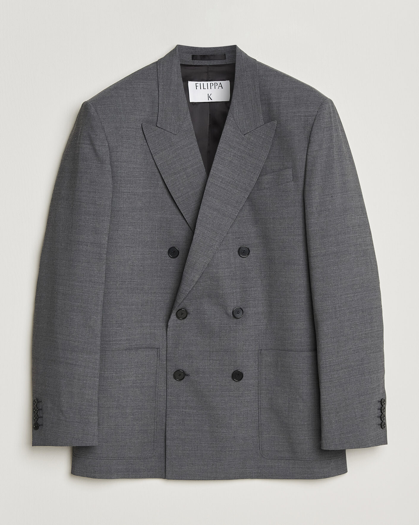 Herr | Kavajer | Filippa K | Michael Wool Pinstriped Double Breasted Blazer Mid Grey