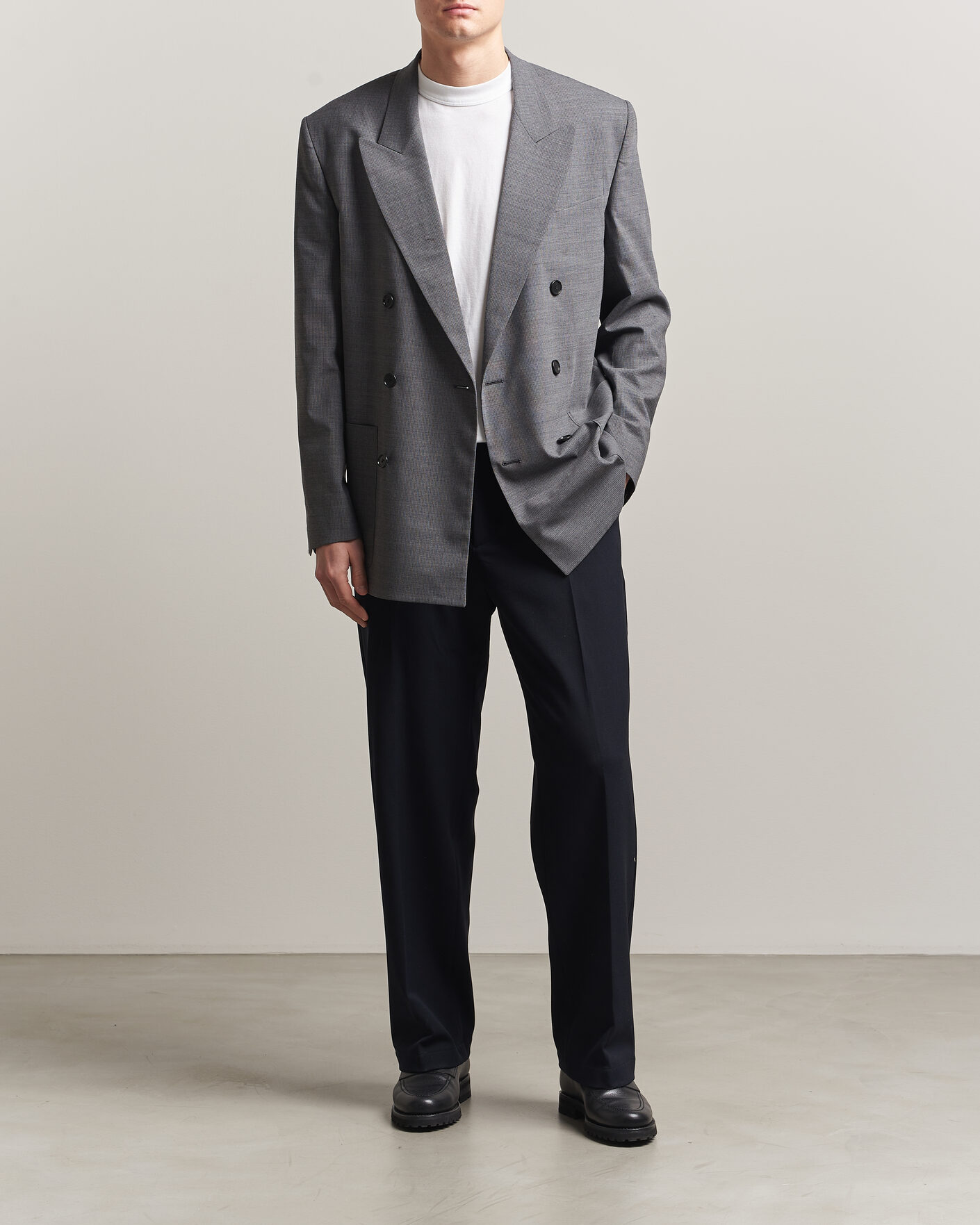 Herr | Kavajer | Filippa K | Michael Wool Pinstriped Double Breasted Blazer Mid Grey
