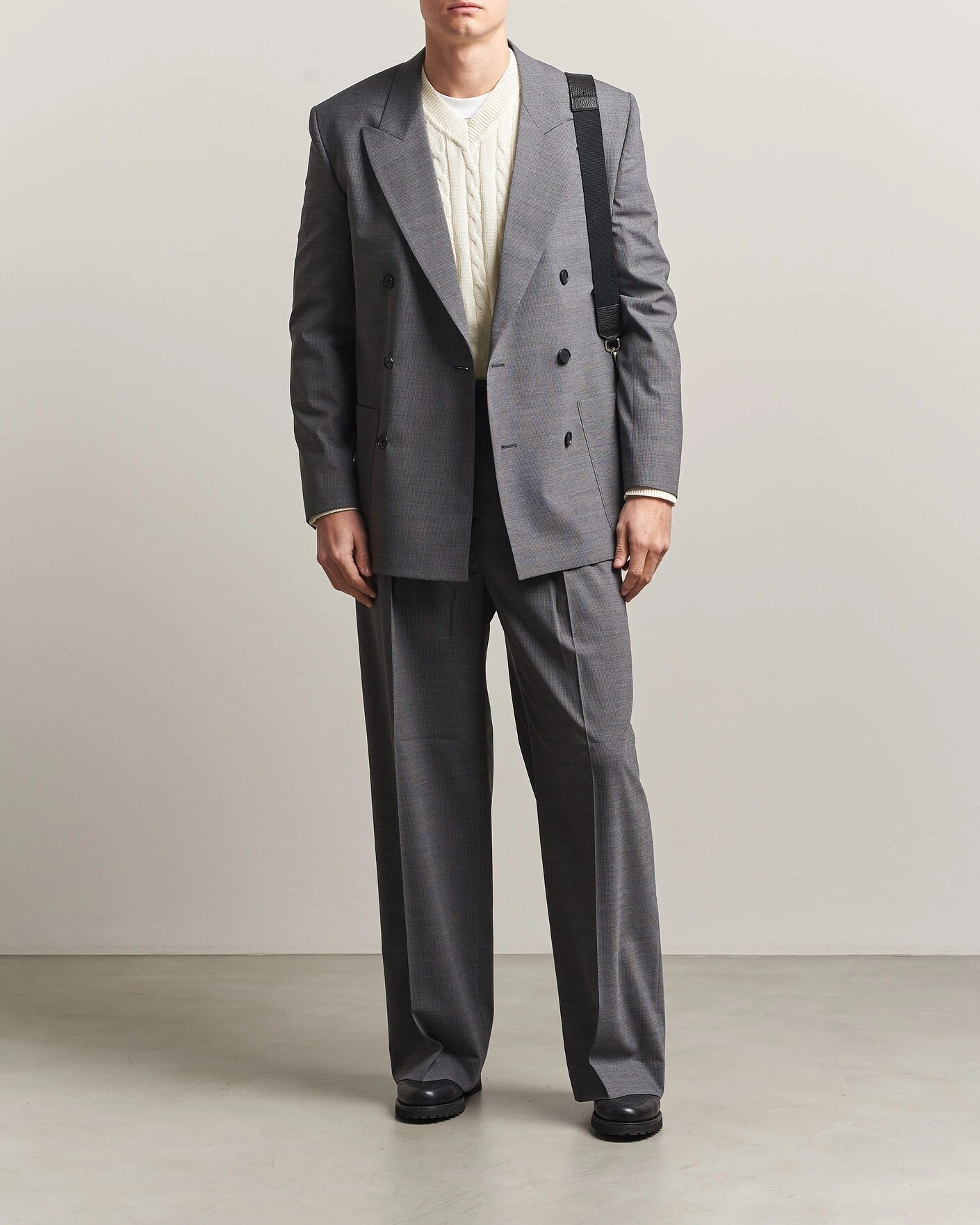 Herr | Kavajer | Filippa K | Michael Wool Pinstriped Double Breasted  Blazer Mid Grey