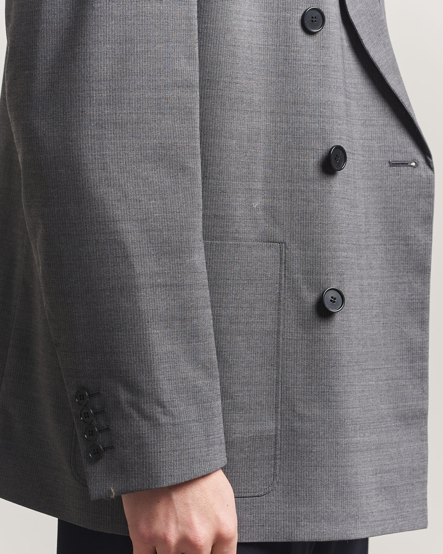 Herr | Kavajer | Filippa K | Michael Wool Pinstriped Double Breasted Blazer Mid Grey