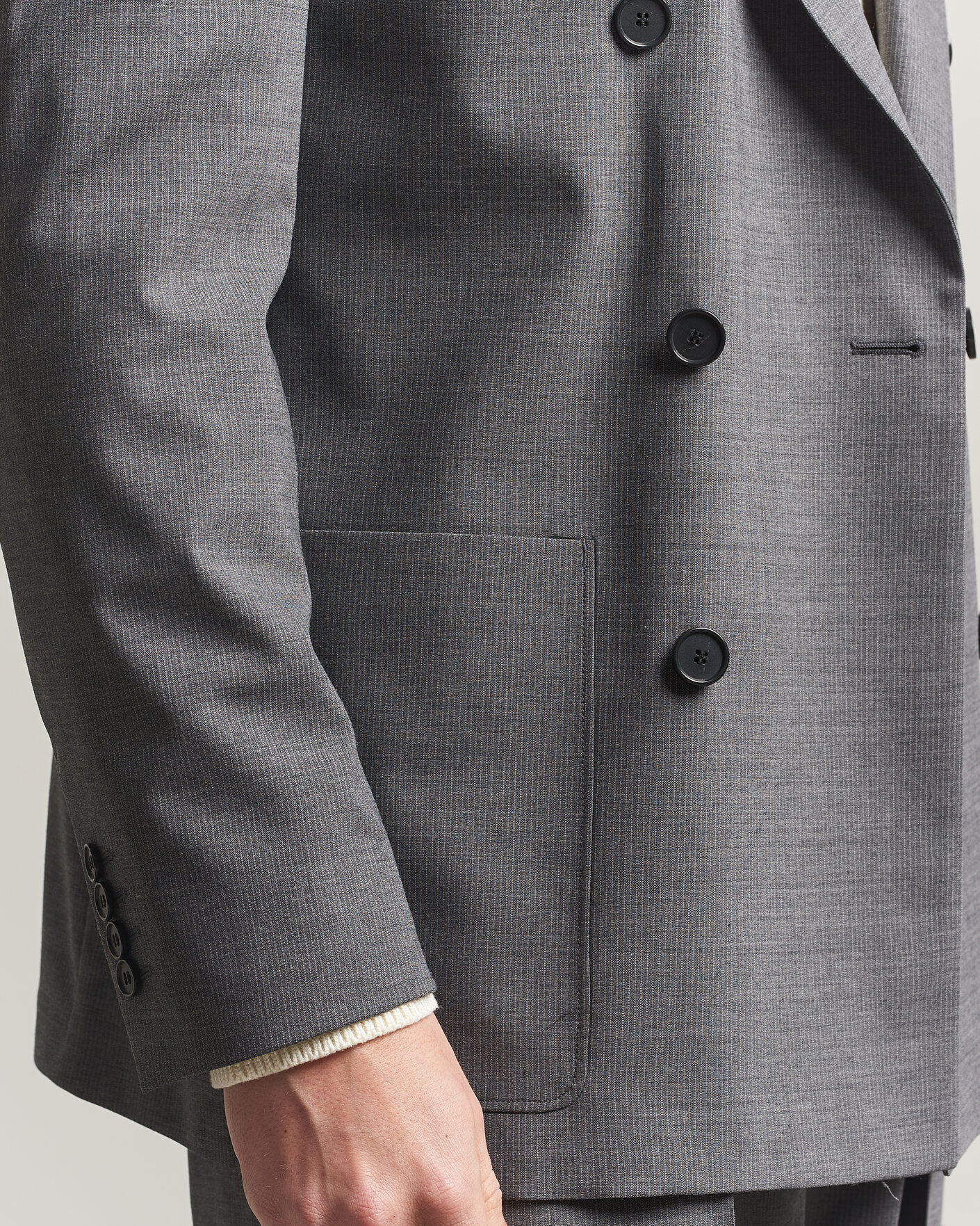 Herr | Kavajer | Filippa K | Michael Wool Pinstriped Double Breasted Blazer Mid Grey