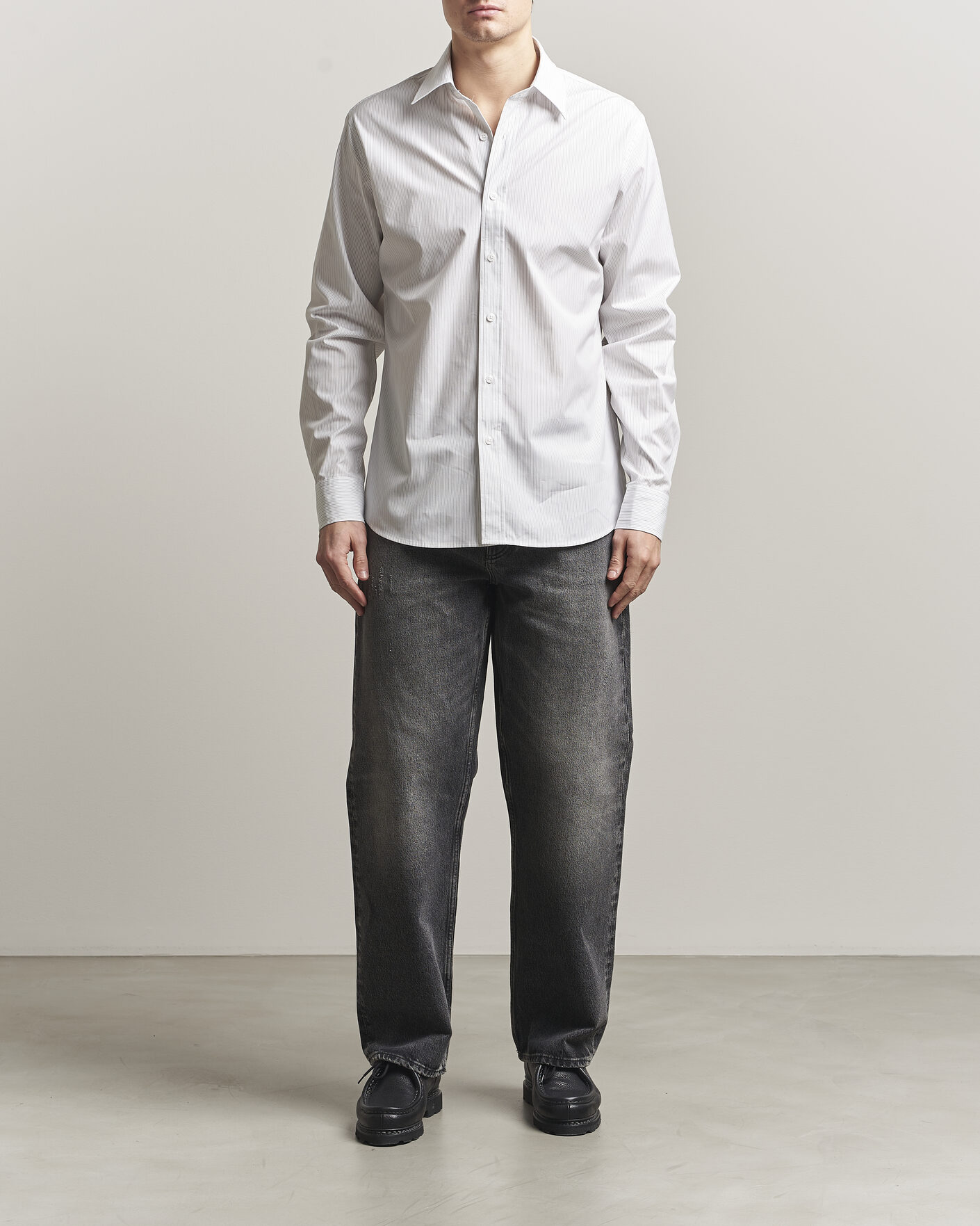 Herr | Skjortor | Filippa K | Cotton Poplin Striped Shirt White/Black