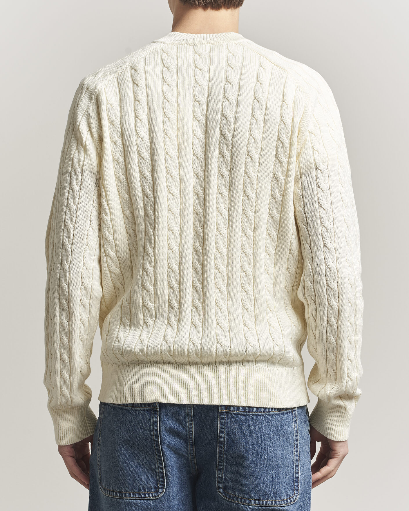 Herr | Tröjor | Filippa K | Cotton Cable V-Neck Sweater Calico White