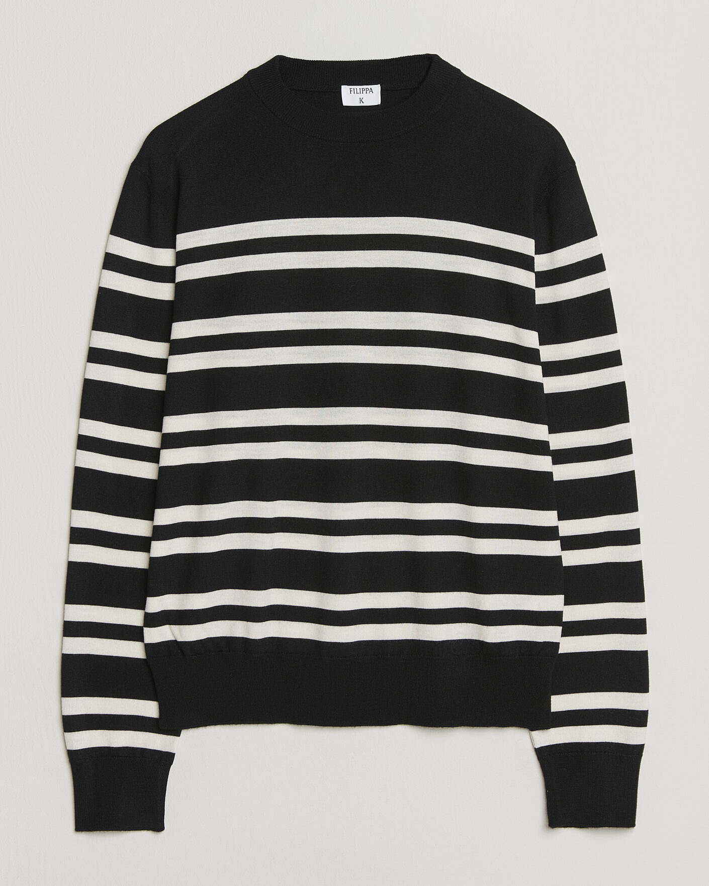 Herr | Tröjor | Filippa K | Merino Knitted Striped Sweater Black/White
