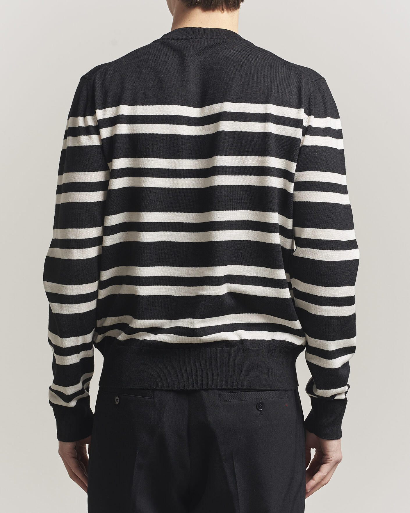 Herr | Tröjor | Filippa K | Merino Knitted Striped Sweater Black/White