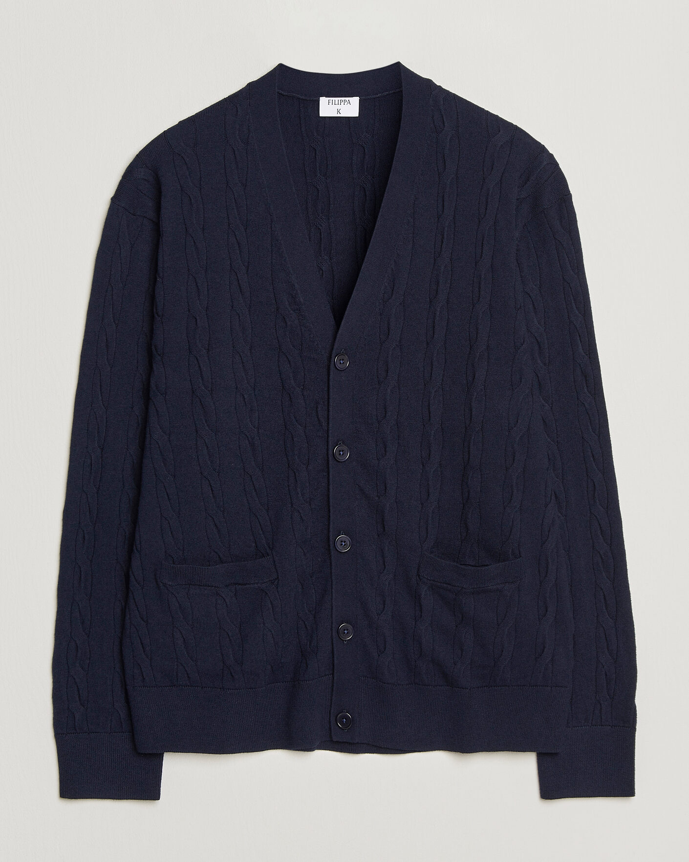Herr | Tröjor | Filippa K | Cotton/Merino Cable Cardigan Navy