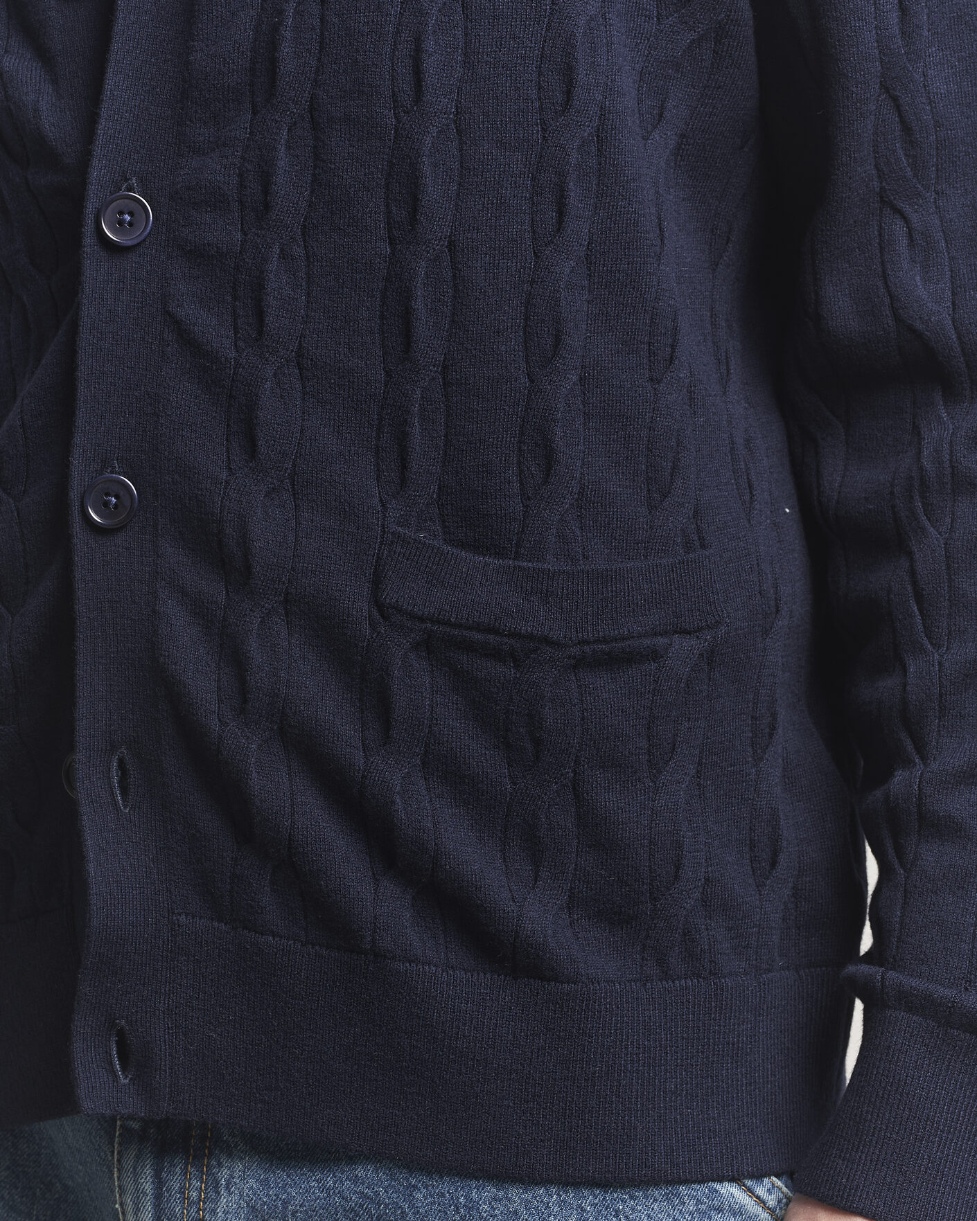 Herr | Tröjor | Filippa K | Cotton/Merino Cable Cardigan Navy