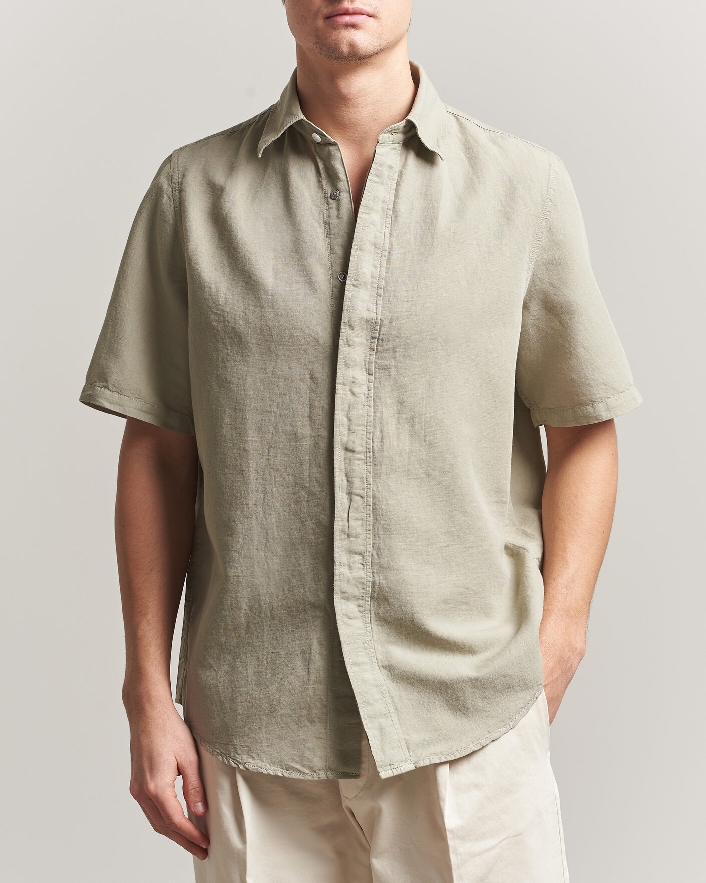 Herr | Skjortor | Filippa K | Cotton/Linen Short Sleeve Shirt Light Green
