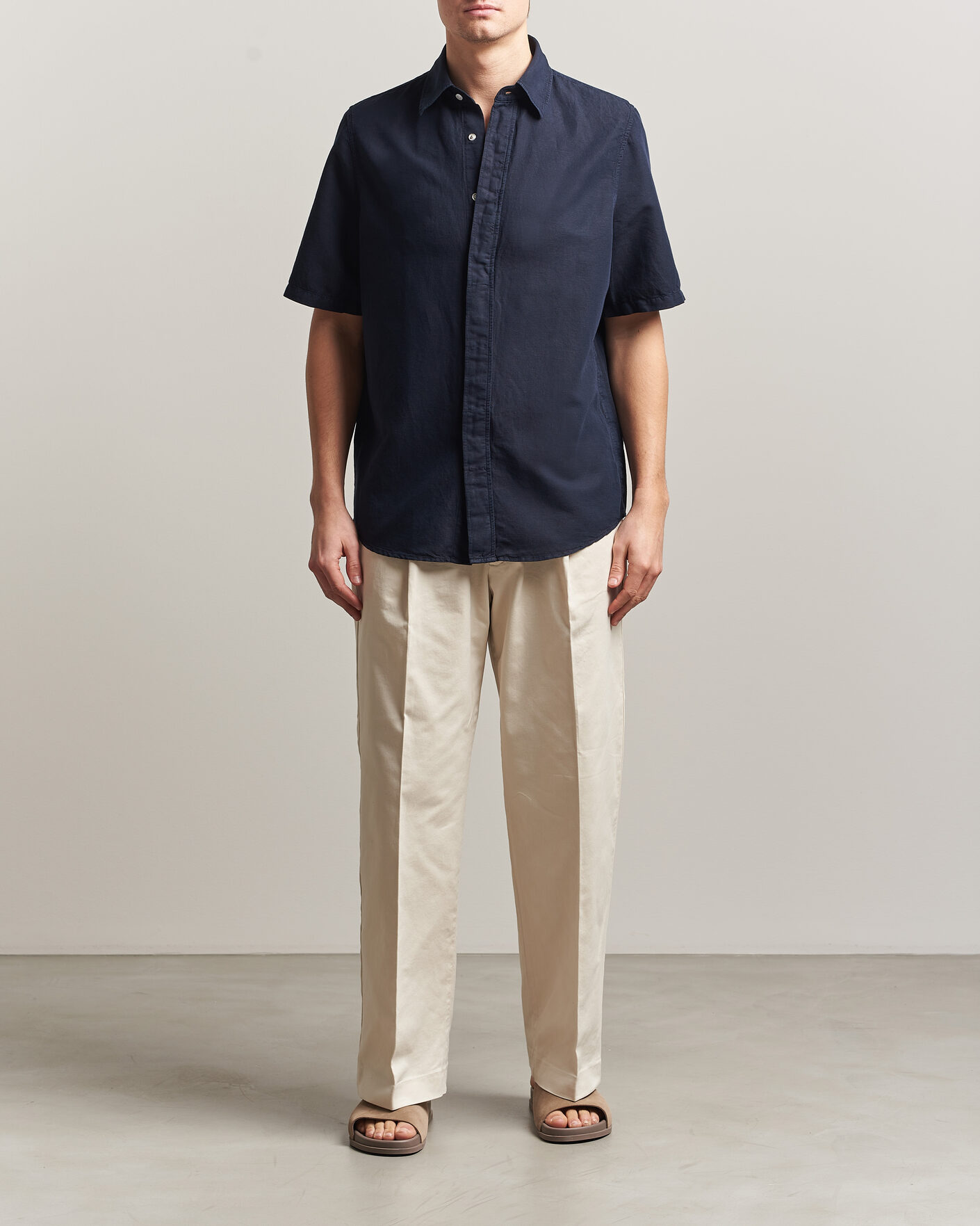 Herr | Skjortor | Filippa K | Cotton/Linen Short Sleeve Shirt Navy