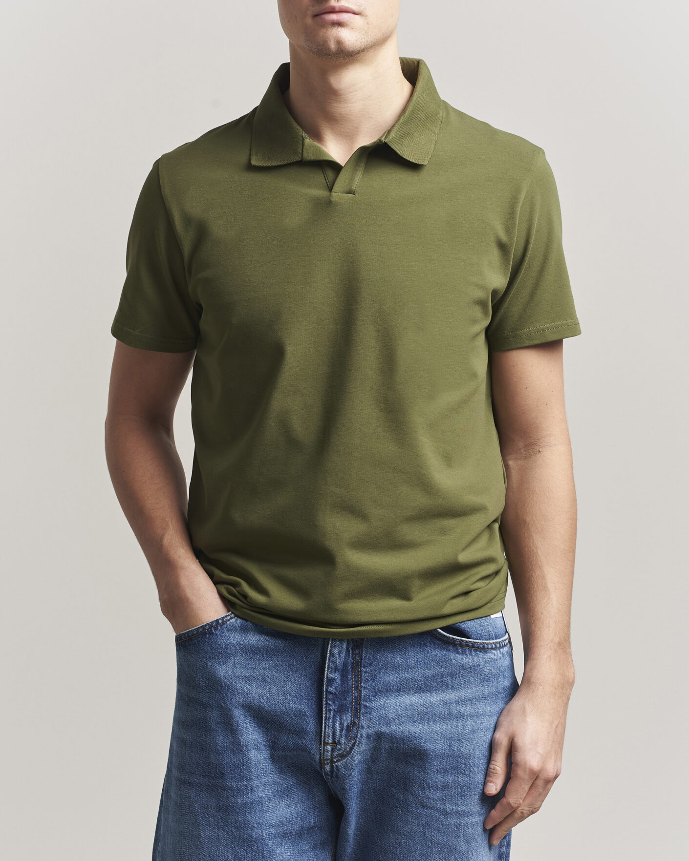 Herr | Pikéer | Filippa K | Soft Lycra Polo T-Shirt Laurel Green