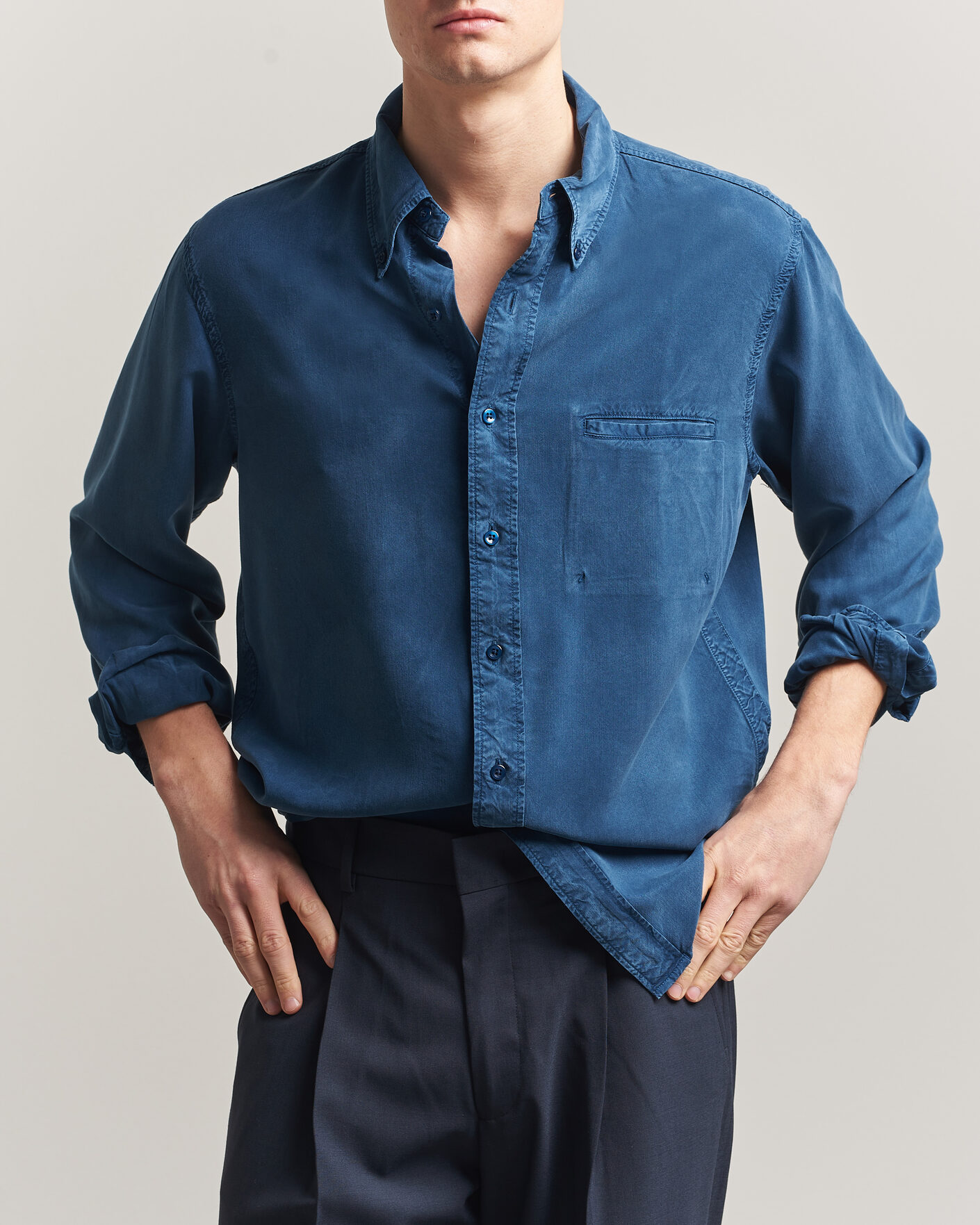 Herr | Skjortor | Filippa K | Zack Lyocell Shirt Night Teal