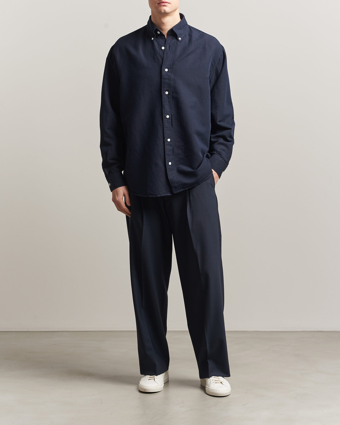 Herr | Skjortor | Filippa K | Relaxed Cotton/Linen Shirt Navy