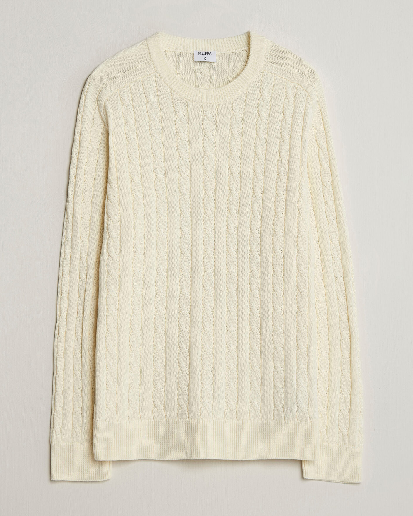Herr | Tröjor | Filippa K | Cotton Cable Crew Neck Sweater Calico White