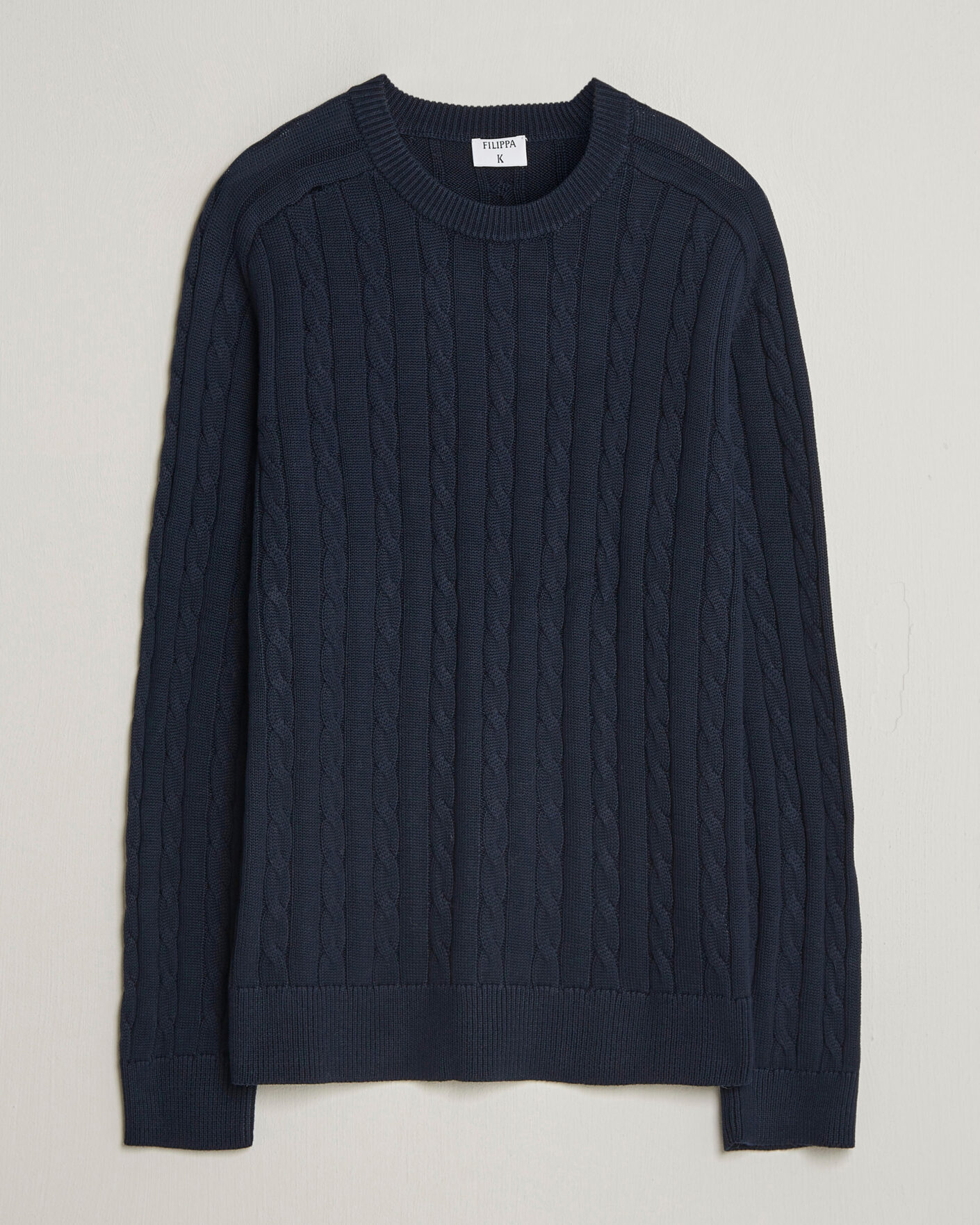 Herr | Tröjor | Filippa K | Cotton Cable Crew Neck Sweater Navy