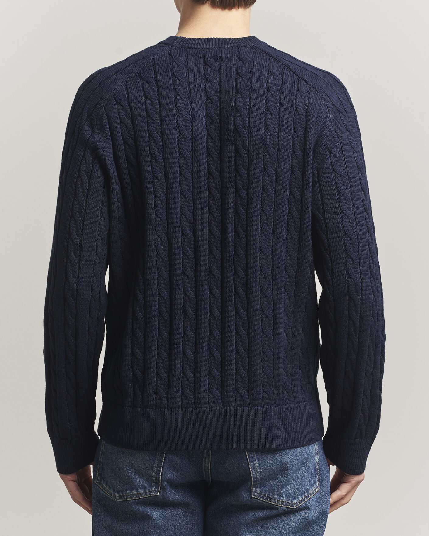 Herr | Tröjor | Filippa K | Cotton Cable Crew Neck Sweater Navy