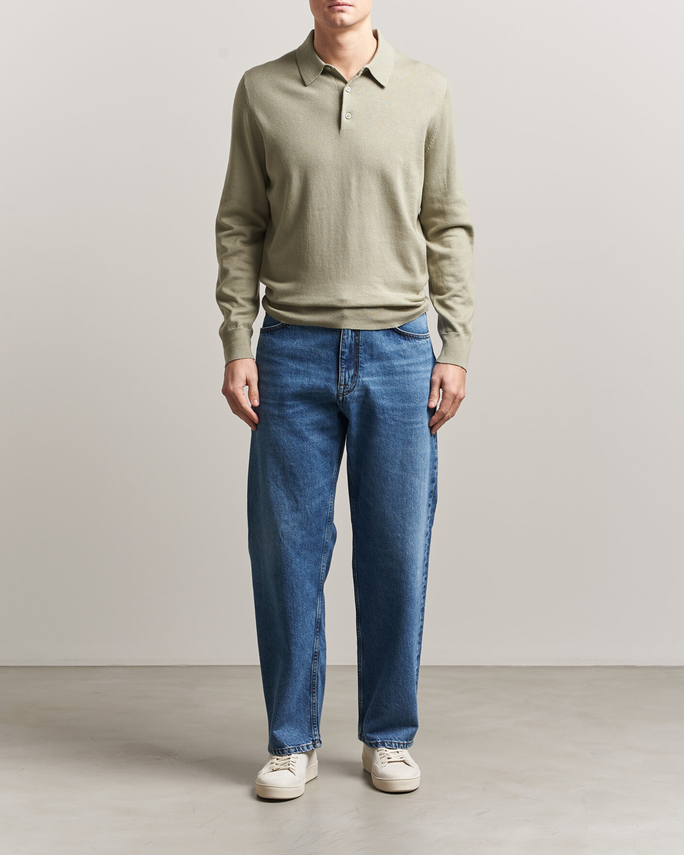 Herr | Tröjor | Filippa K | Knitted Polo Shirt Light Green