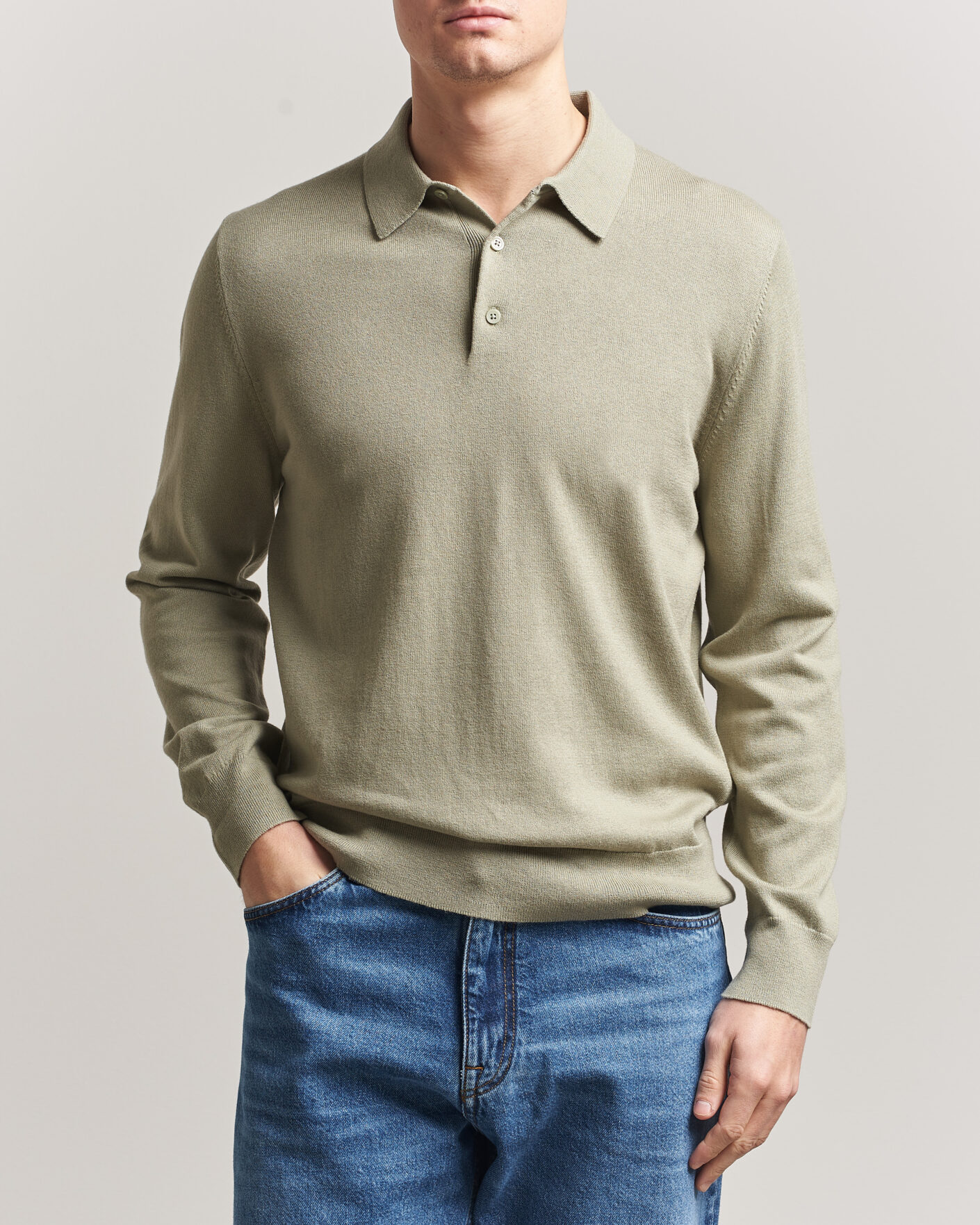 Herr | Tröjor | Filippa K | Knitted Polo Shirt Light Green