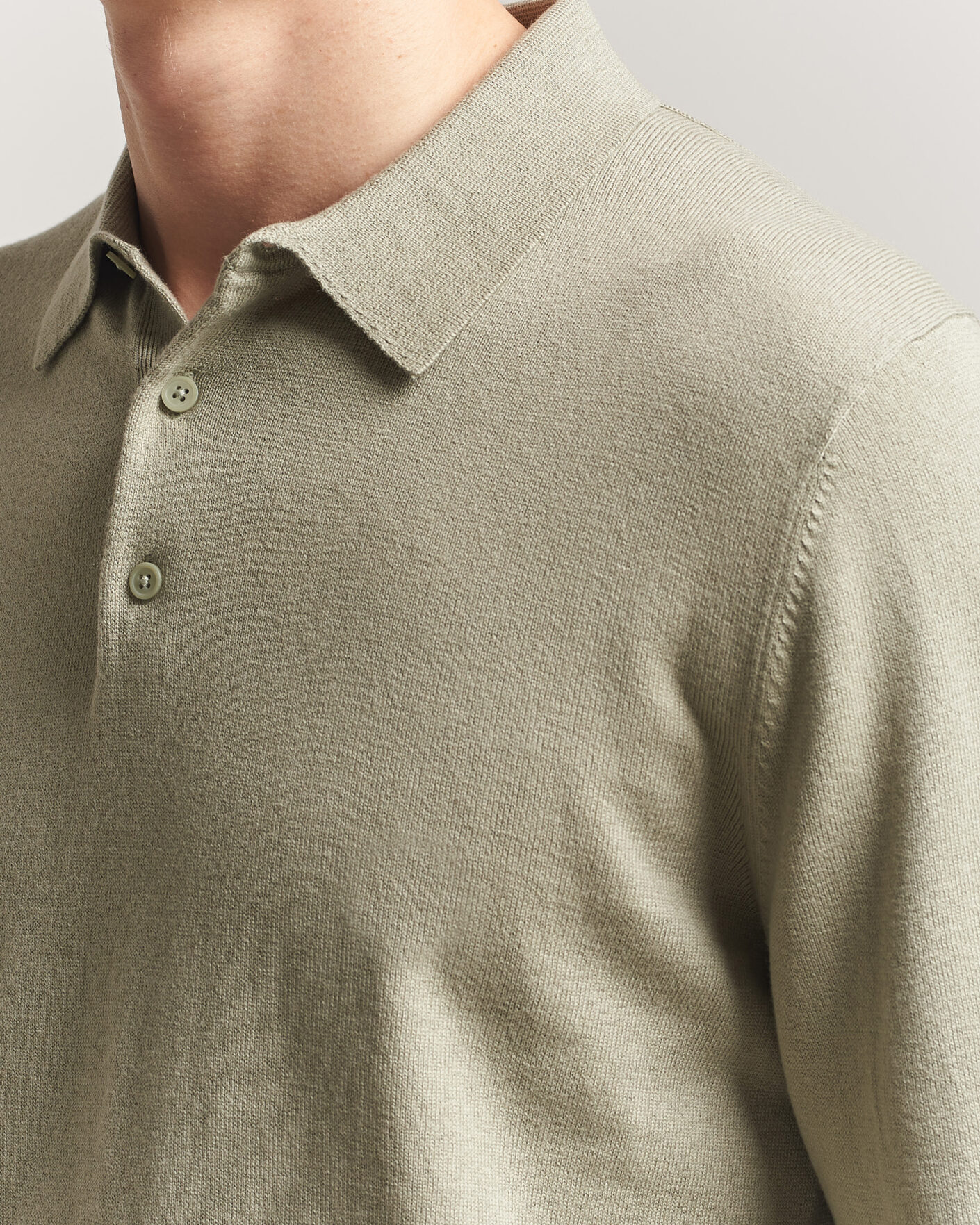 Herr | Tröjor | Filippa K | Knitted Polo Shirt Light Green