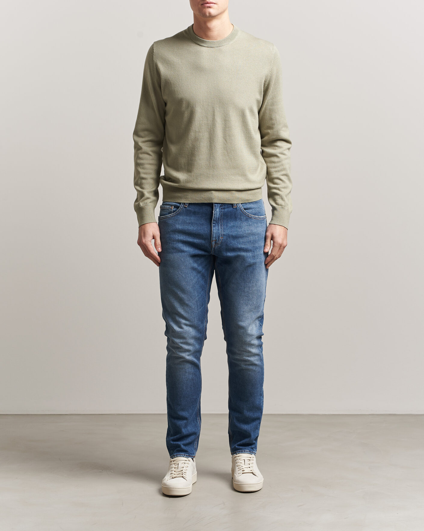Herr | Tröjor | Filippa K | Cotton Merino Knitted Sweater Light Green