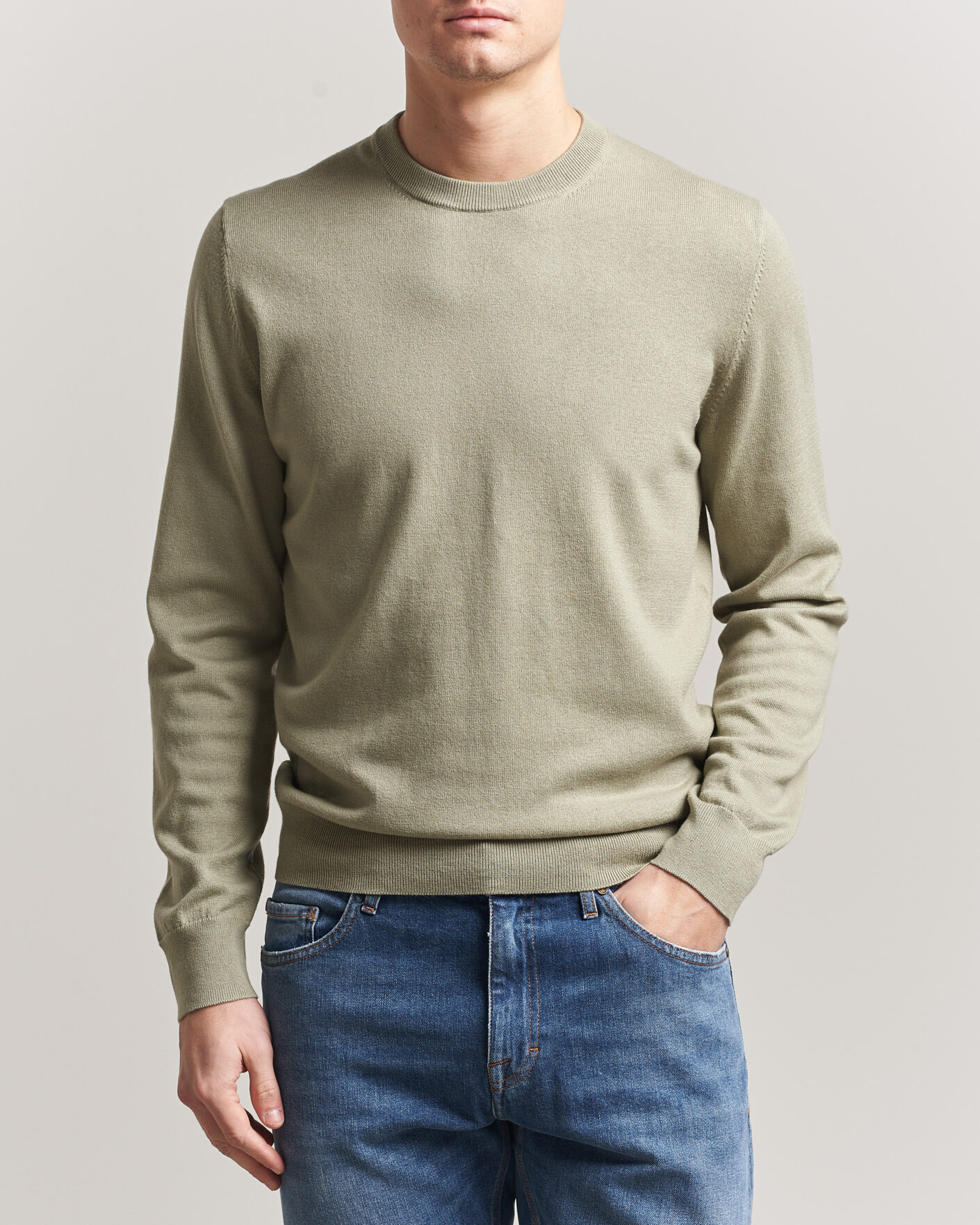Herr | Tröjor | Filippa K | Cotton Merino Knitted Sweater Light Green