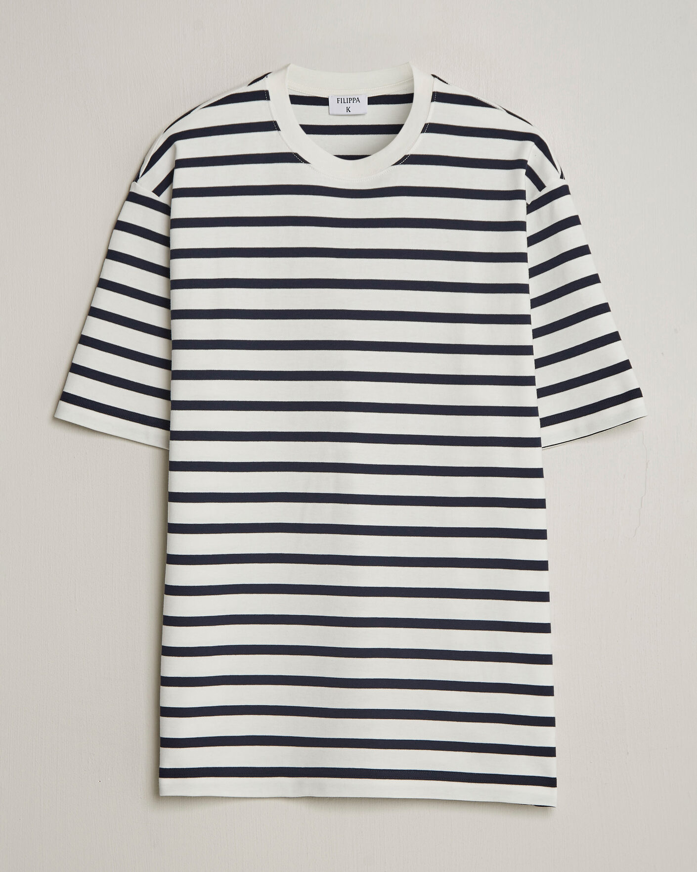 Herr | T-Shirts | Filippa K | Striped Crew Neck T-Shirt White/Navy