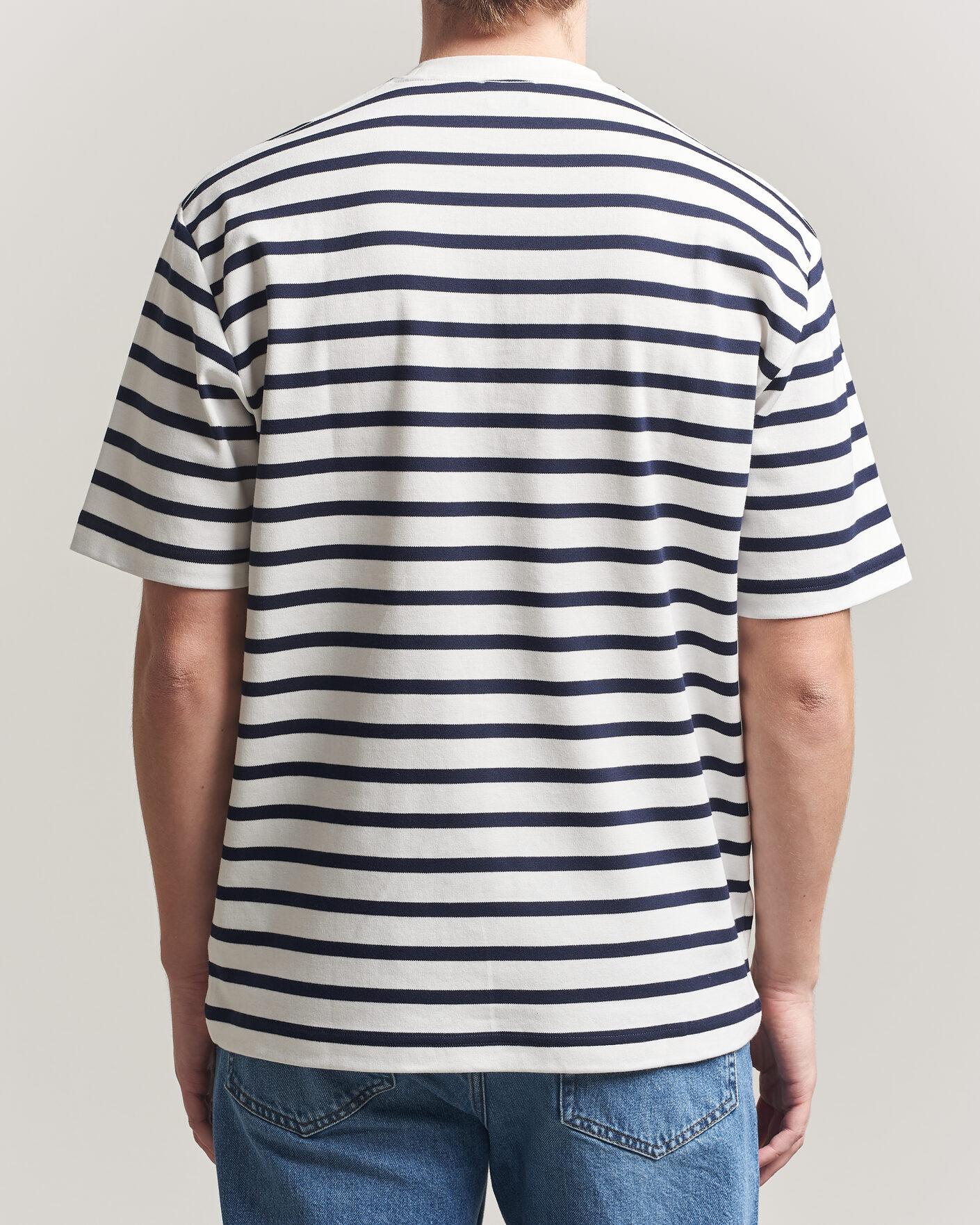 Herr | T-Shirts | Filippa K | Striped Crew Neck T-Shirt White/Navy