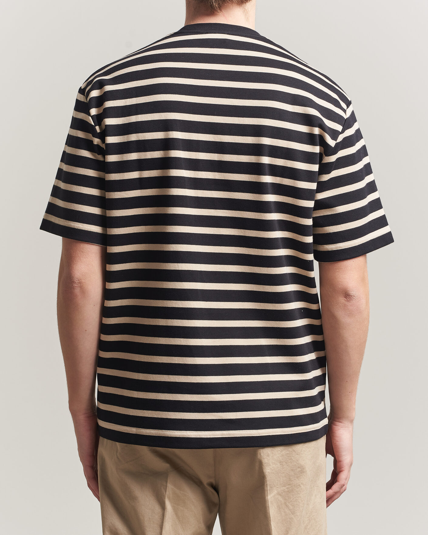 Herr | T-Shirts | Filippa K | Striped Crew Neck T-Shirt Black/Pearl