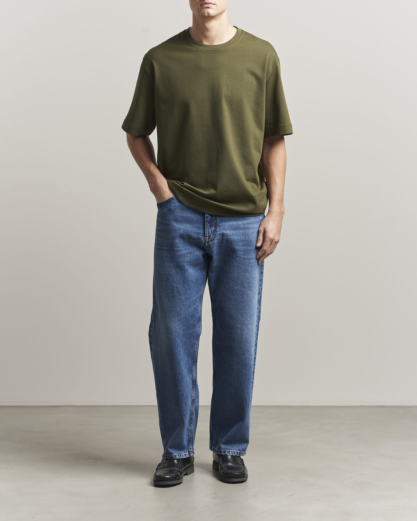 Herr | T-Shirts | Filippa K | Heavy Cotton Crew Neck T-Shirt Midnight Green