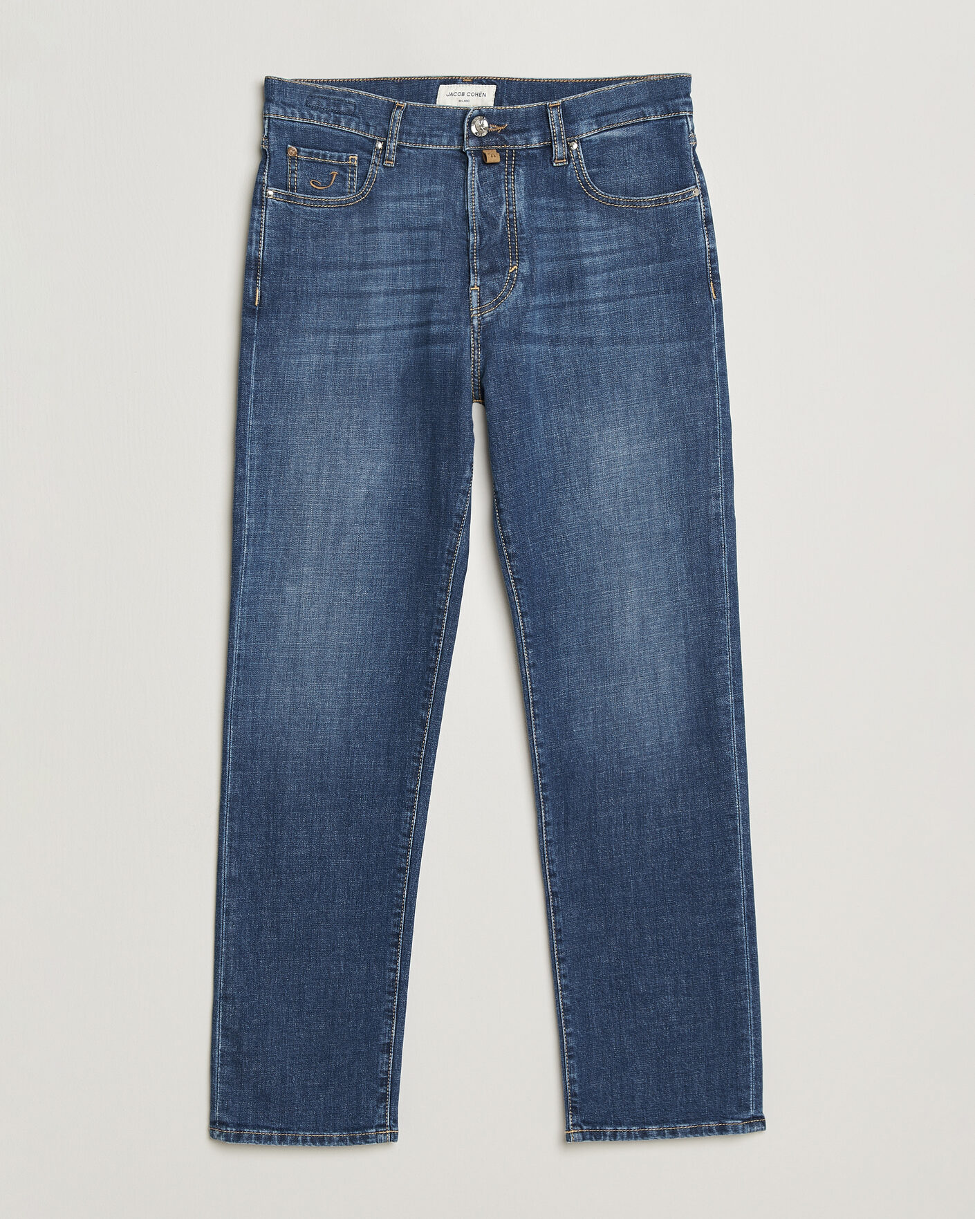 Herr | Jeans | Jacob Cohën | Edos Regular Straight Fit Stretch Jeans Mid Blue