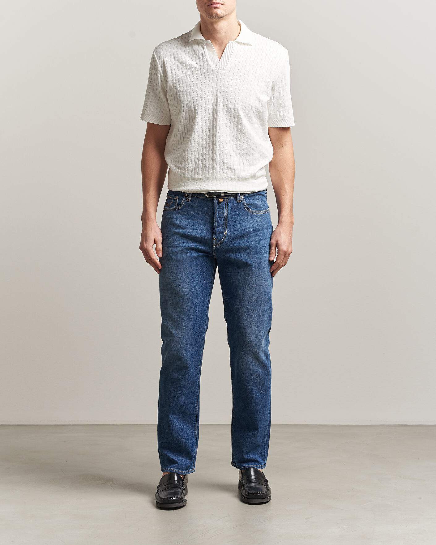 Herr | Jeans | Jacob Cohën | Edos Regular Straight Fit Stretch Jeans Mid Blue