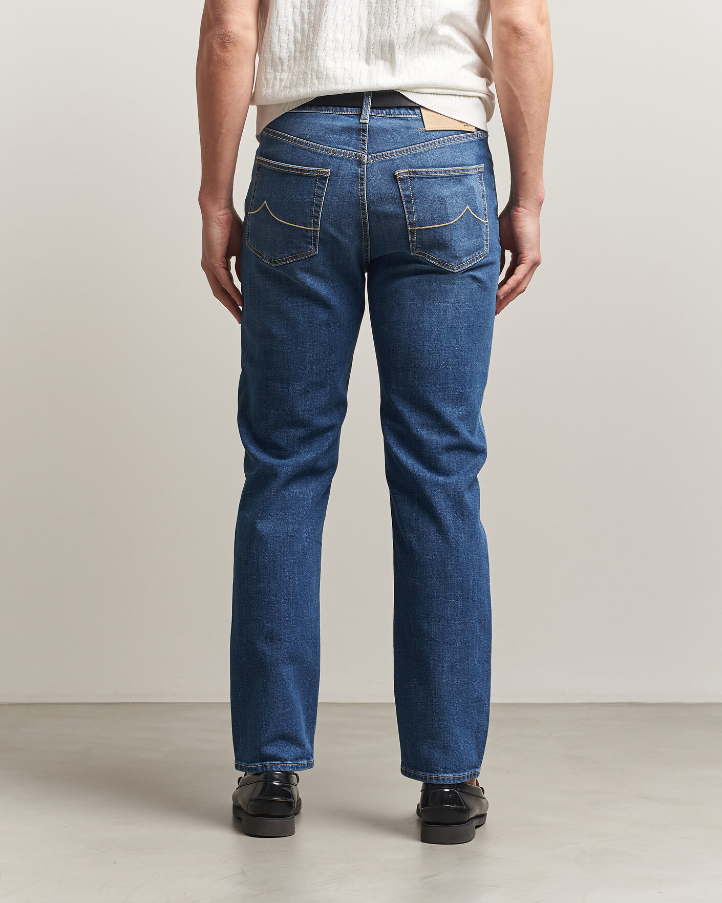 Herr | Jeans | Jacob Cohën | Edos Regular Straight Fit Stretch Jeans Mid Blue