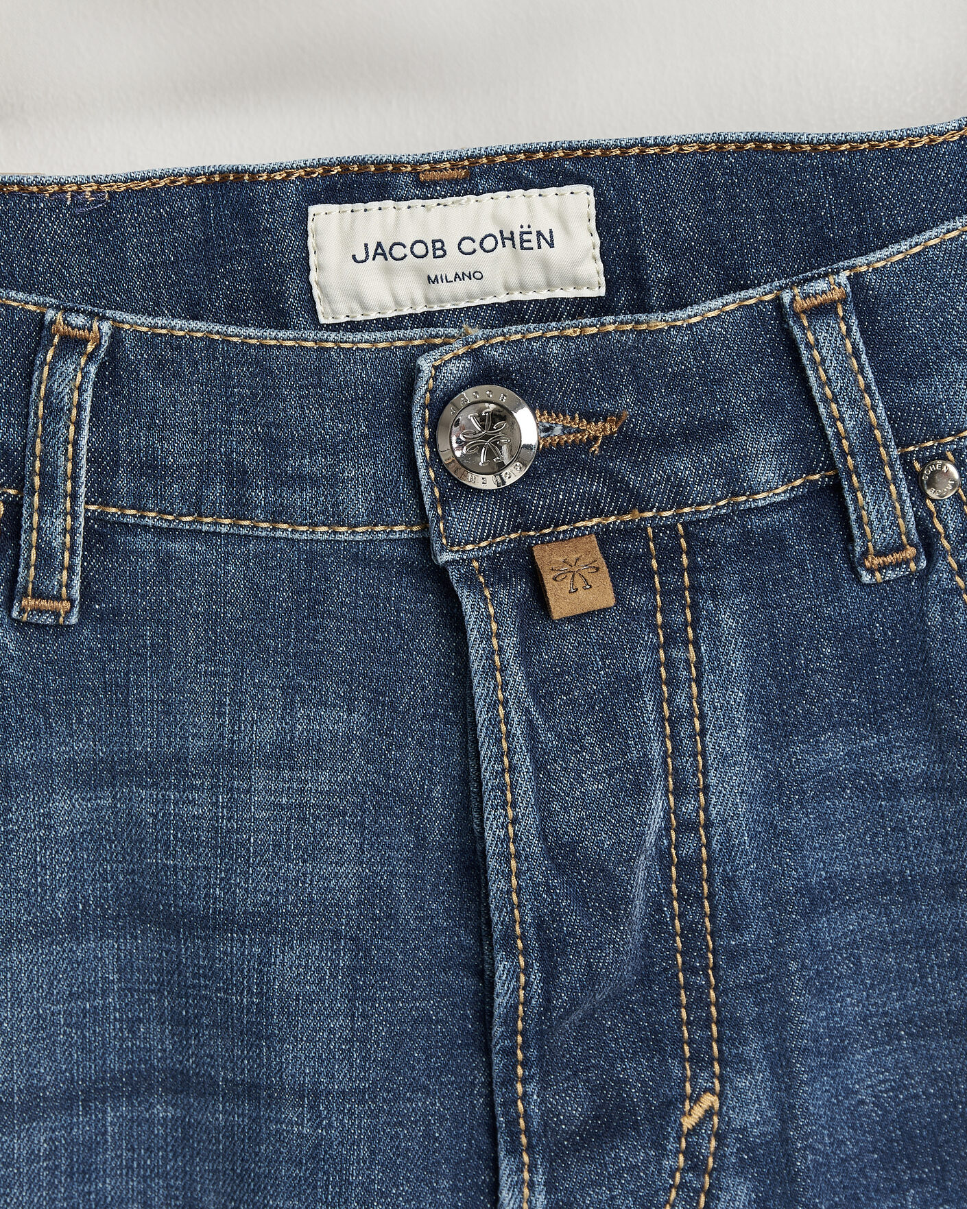 Herr | Jeans | Jacob Cohën | Edos Regular Straight Fit Stretch Jeans Mid Blue