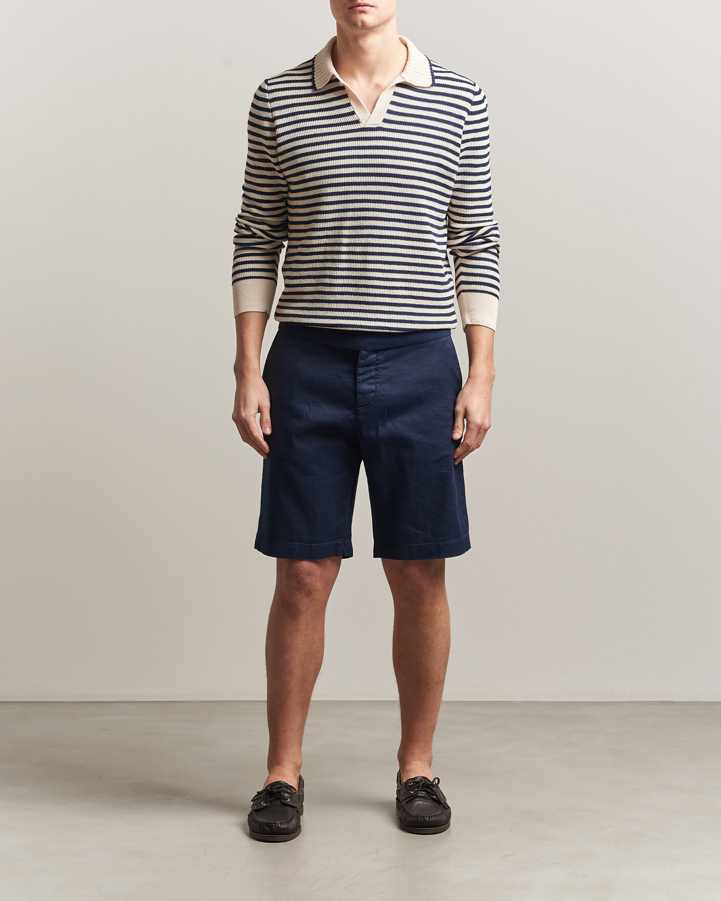 Herr | Shorts | Jacob Cohën | George Stretch Linen Shorts Navy