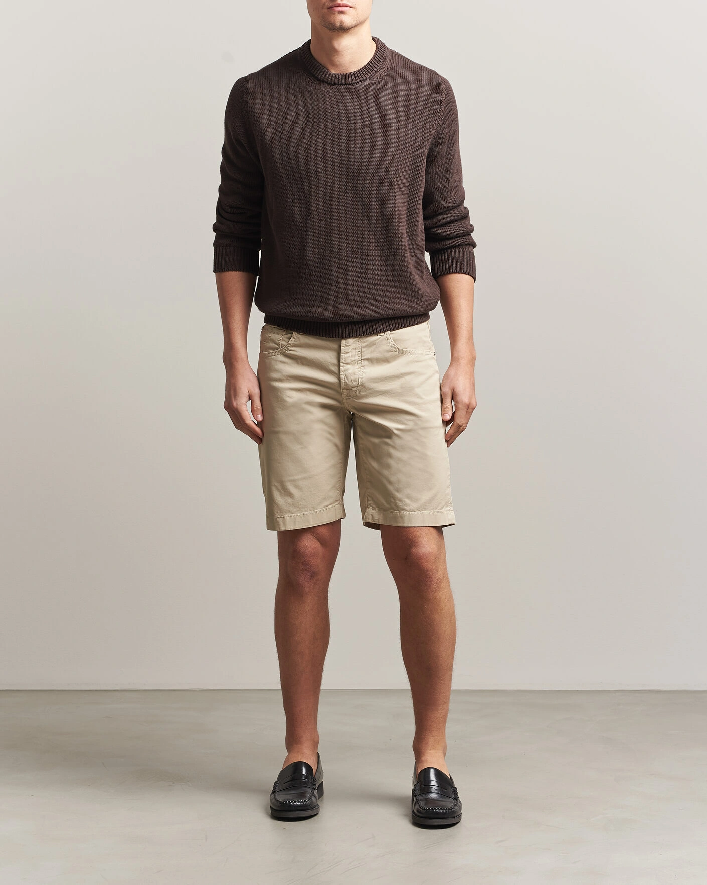 Herr | Shorts | Jacob Cohën | Nicolas Cotton Gabardine Shorts Beige