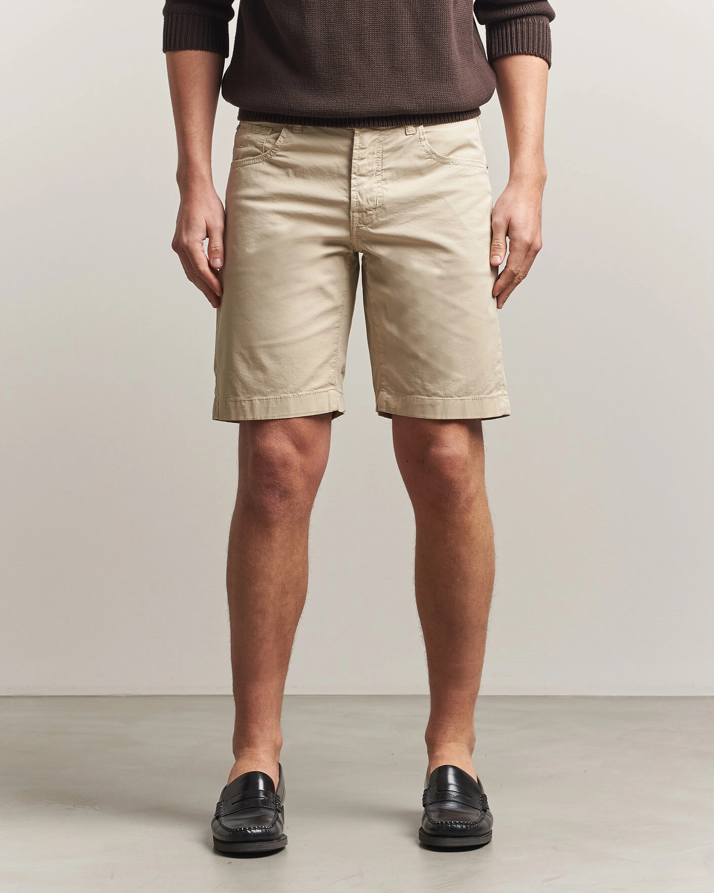 Herr | Shorts | Jacob Cohën | Nicolas Cotton Gabardine Shorts Beige