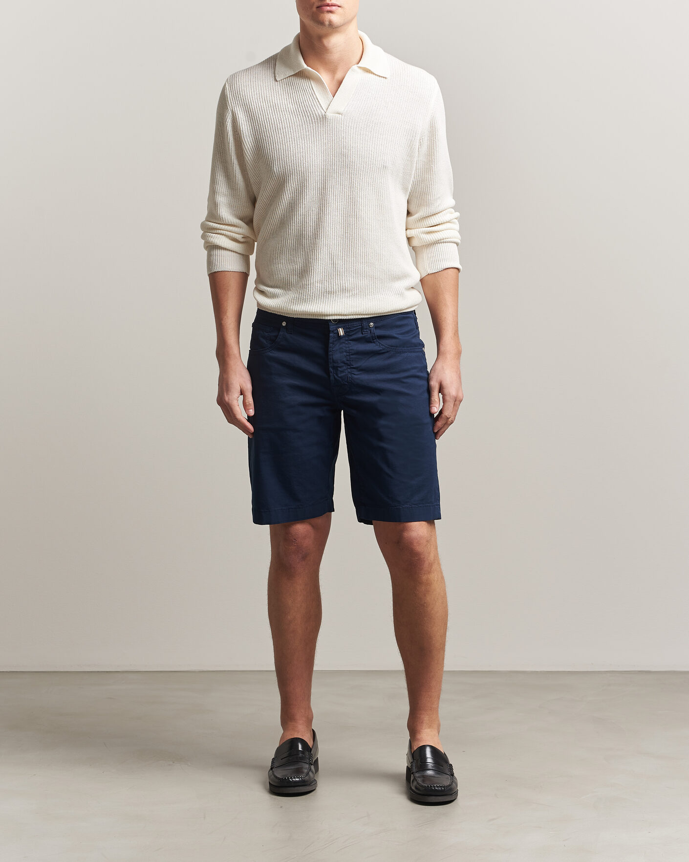 Herr | Shorts | Jacob Cohën | Nicolas Cotton Gabardine Shorts Navy