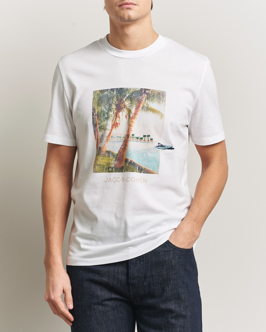 Herr | T-Shirts | Jacob Cohën | Cotton Logo T-Shirt White