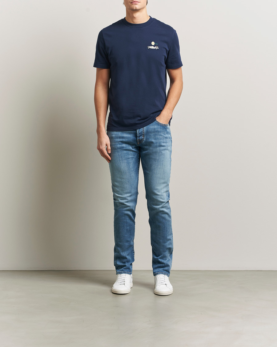 Herr | T-Shirts | Jacob Cohën | Cotton Logo T-Shirt Navy
