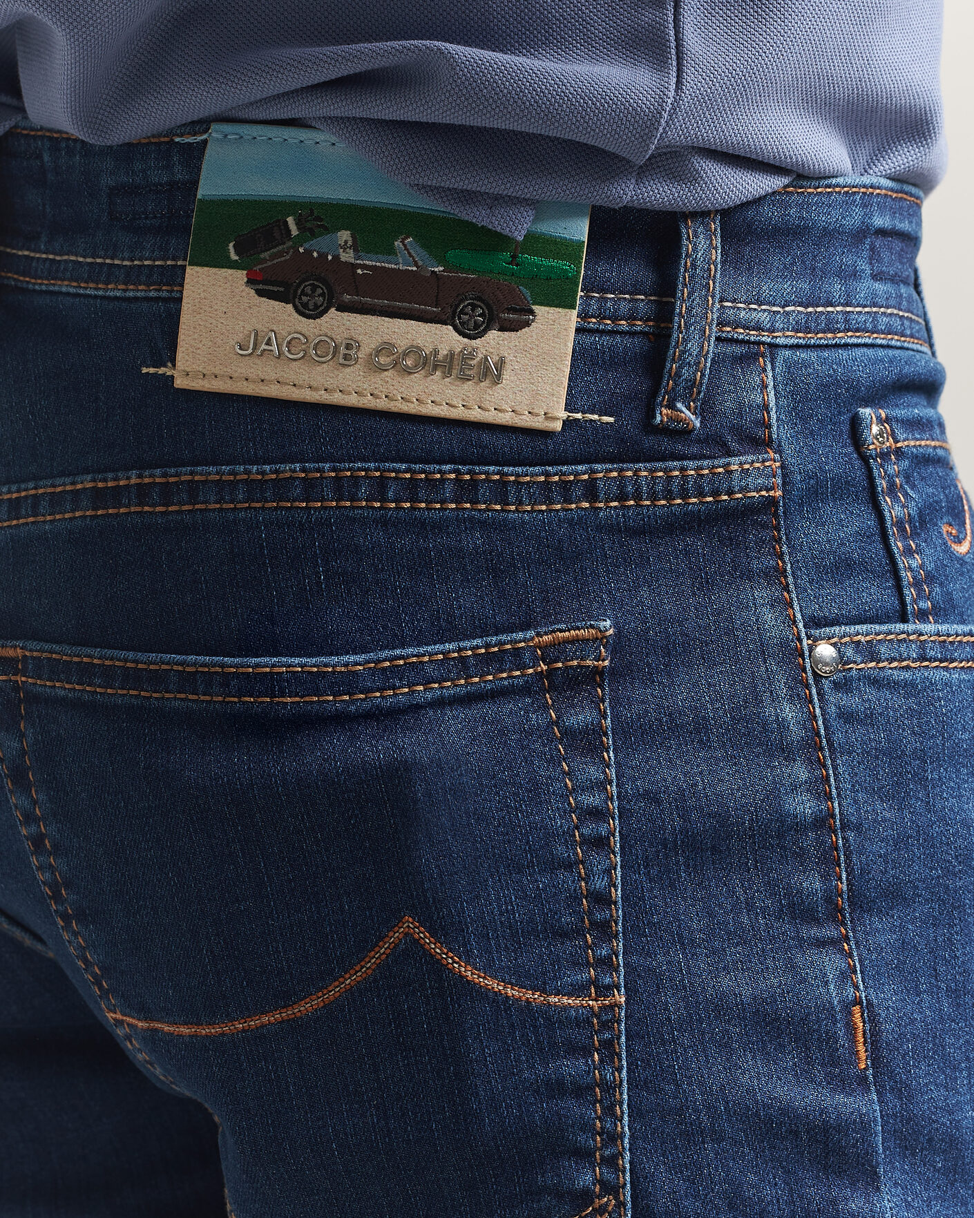 Herr | Jeans | Jacob Cohën | Bard Slim Fit Stretch Porsche Patch Jeans Dark Blue