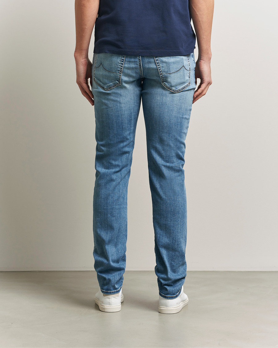Herr | Jeans | Jacob Cohën | Bard Slim Fit Stretch Porsche Patch Jeans Mid Blue