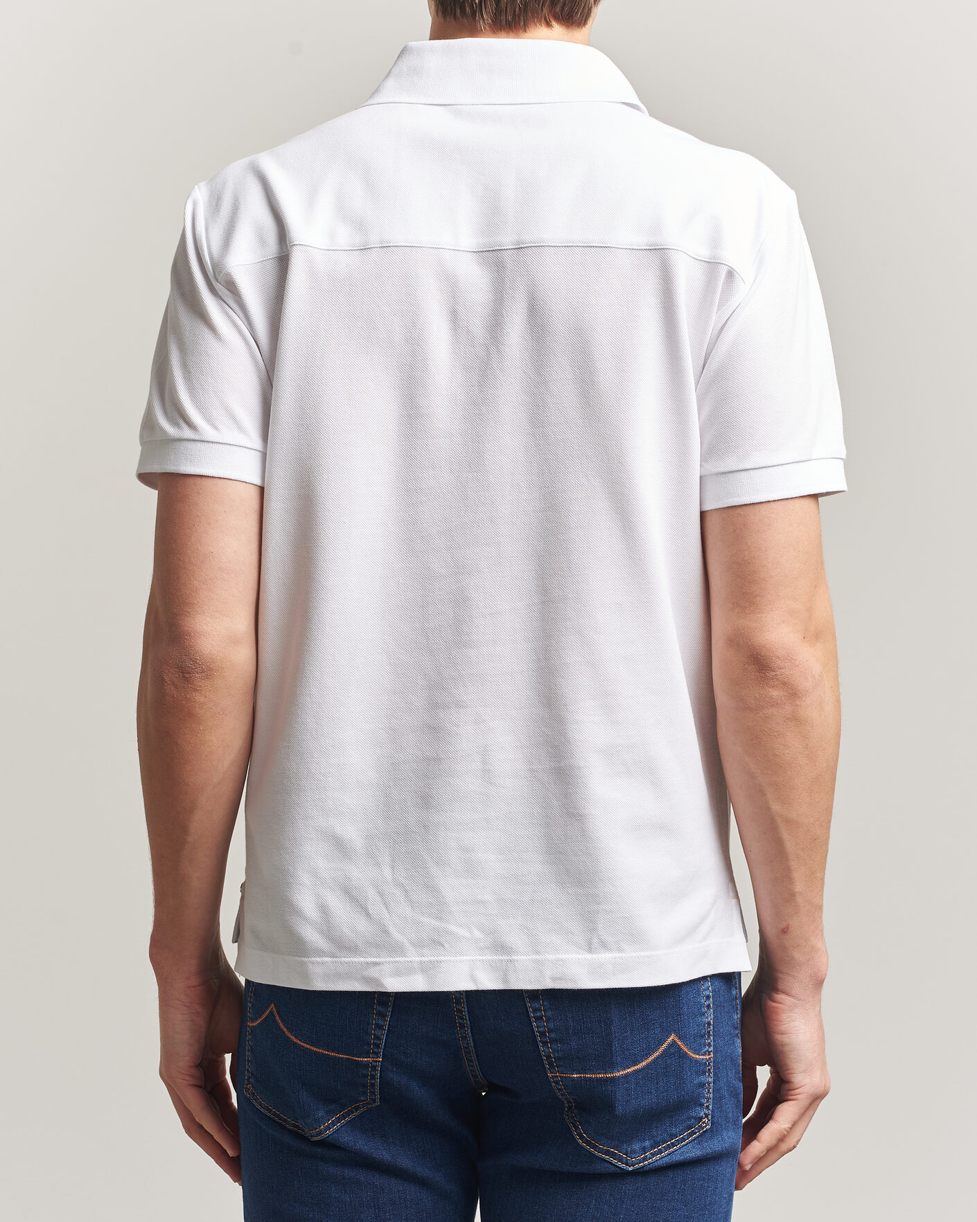 Herr | Pikéer | Jacob Cohën | Cotton Polo Piquet Optical White
