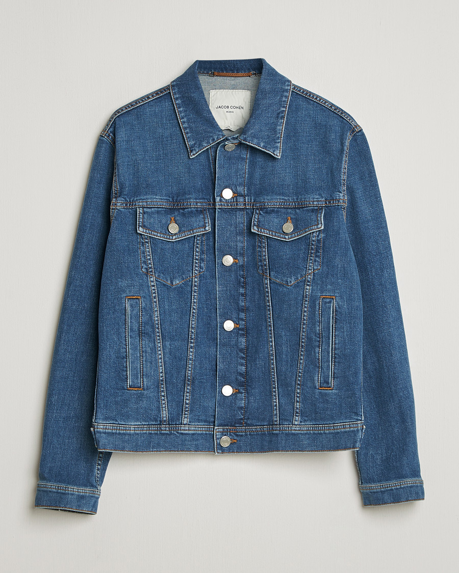 Herr | Jackor | Jacob Cohën | Denim Trucker Jacket Mid Blue