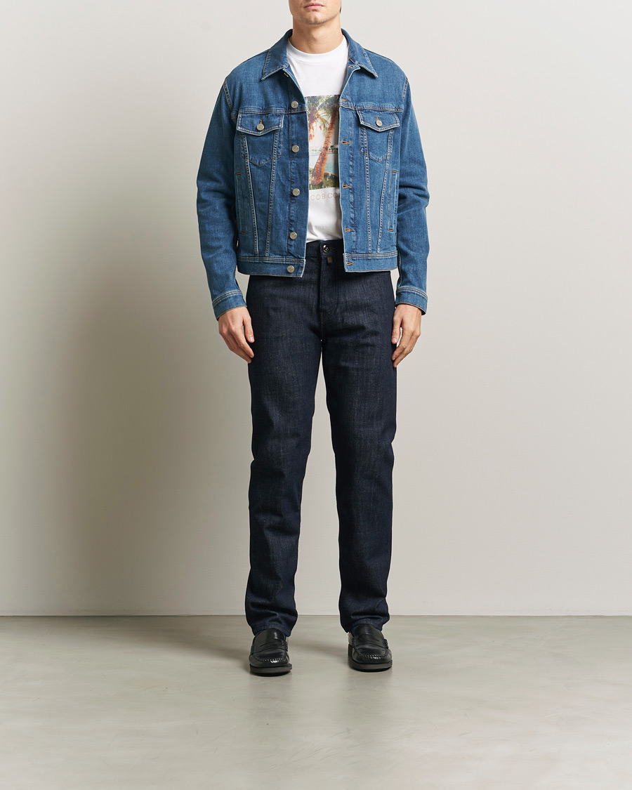Herr | Jackor | Jacob Cohën | Denim Trucker Jacket Mid Blue