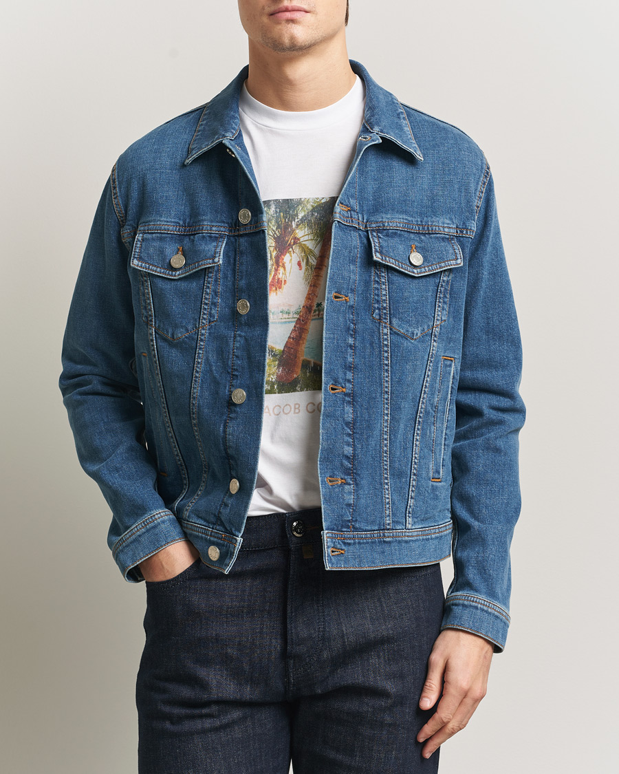 Herr | Jackor | Jacob Cohën | Denim Trucker Jacket Mid Blue
