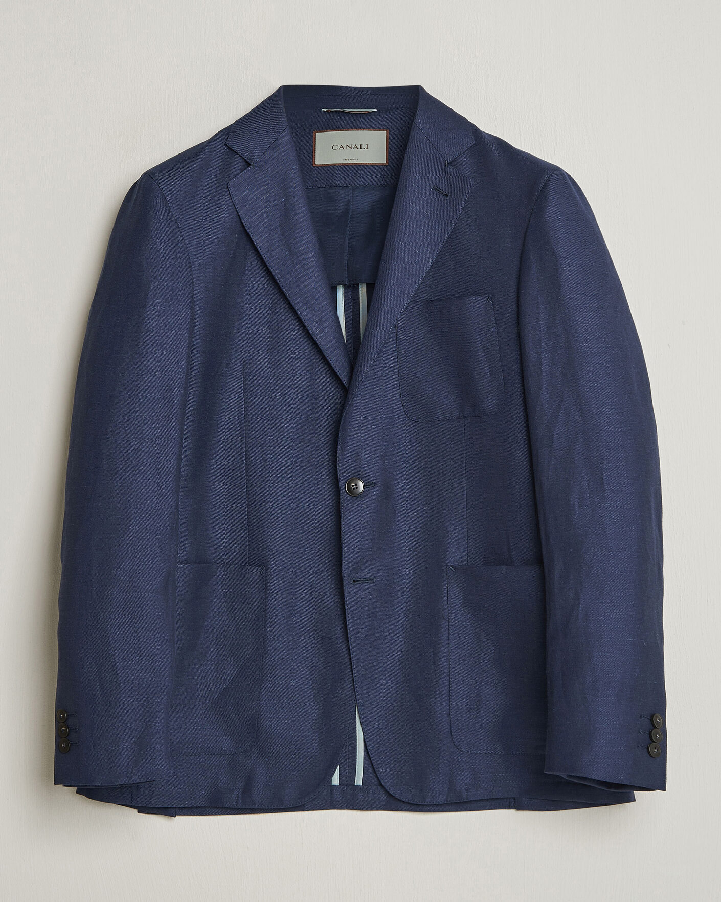 Herr | Kavajer | Canali | Unconstructed Wool/Linen Blazer Dark Blue