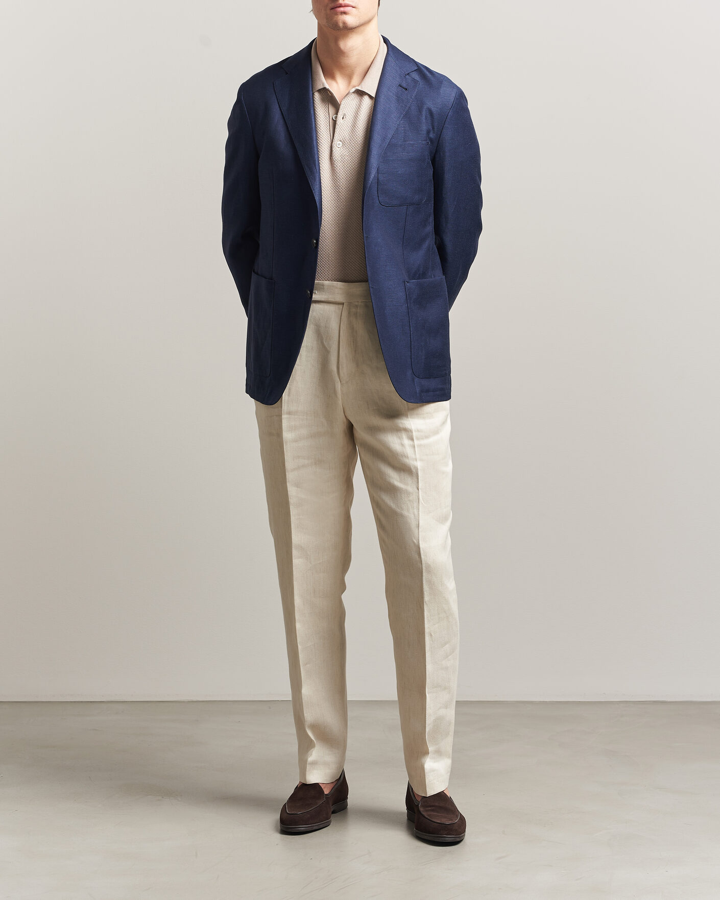Herr | Kavajer | Canali | Unconstructed Wool/Linen Blazer Dark Blue