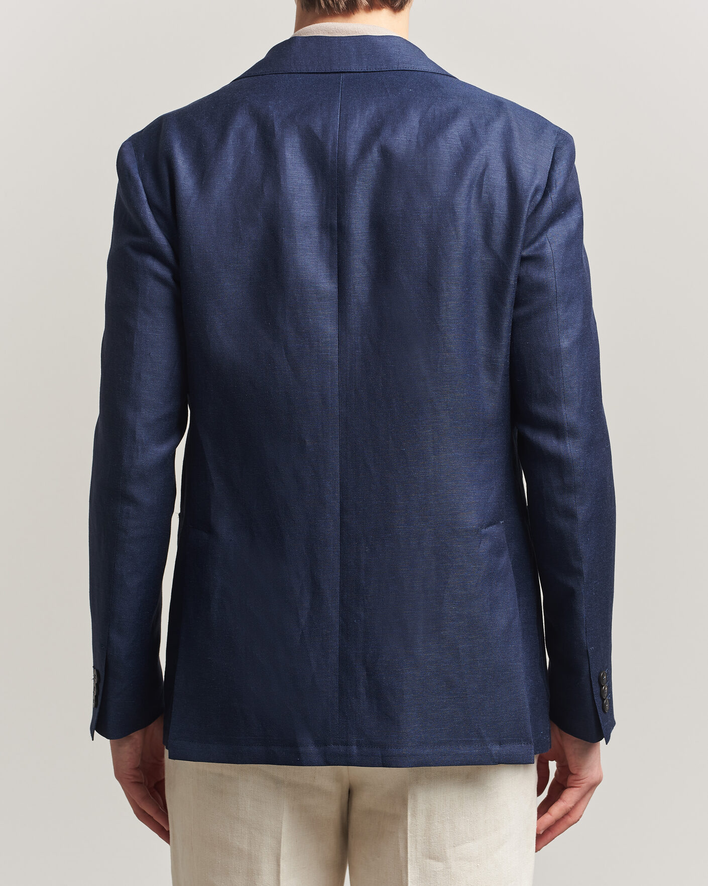 Herr | Kavajer | Canali | Unconstructed Wool/Linen Blazer Dark Blue
