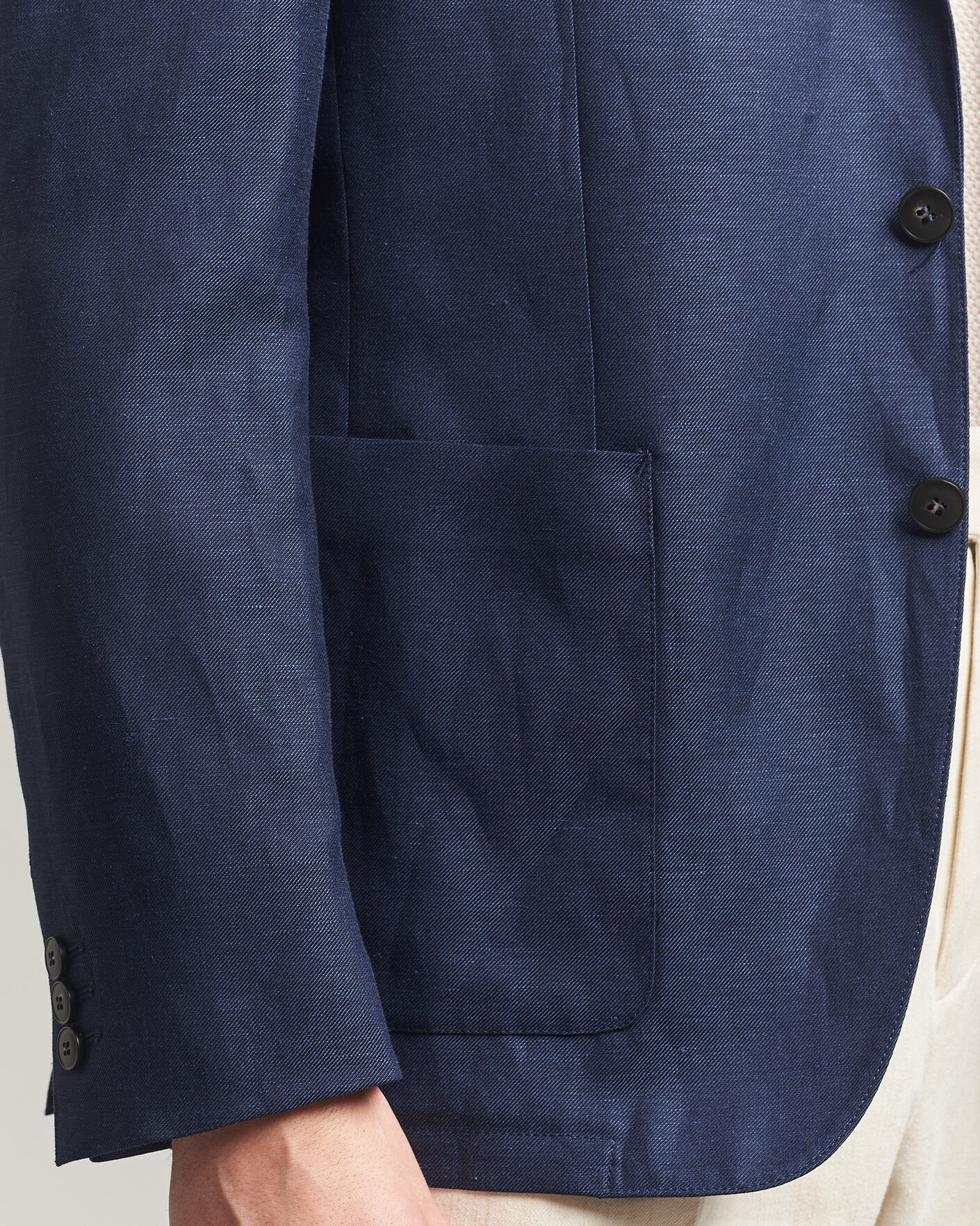 Herr | Kavajer | Canali | Unconstructed Wool/Linen Blazer Dark Blue