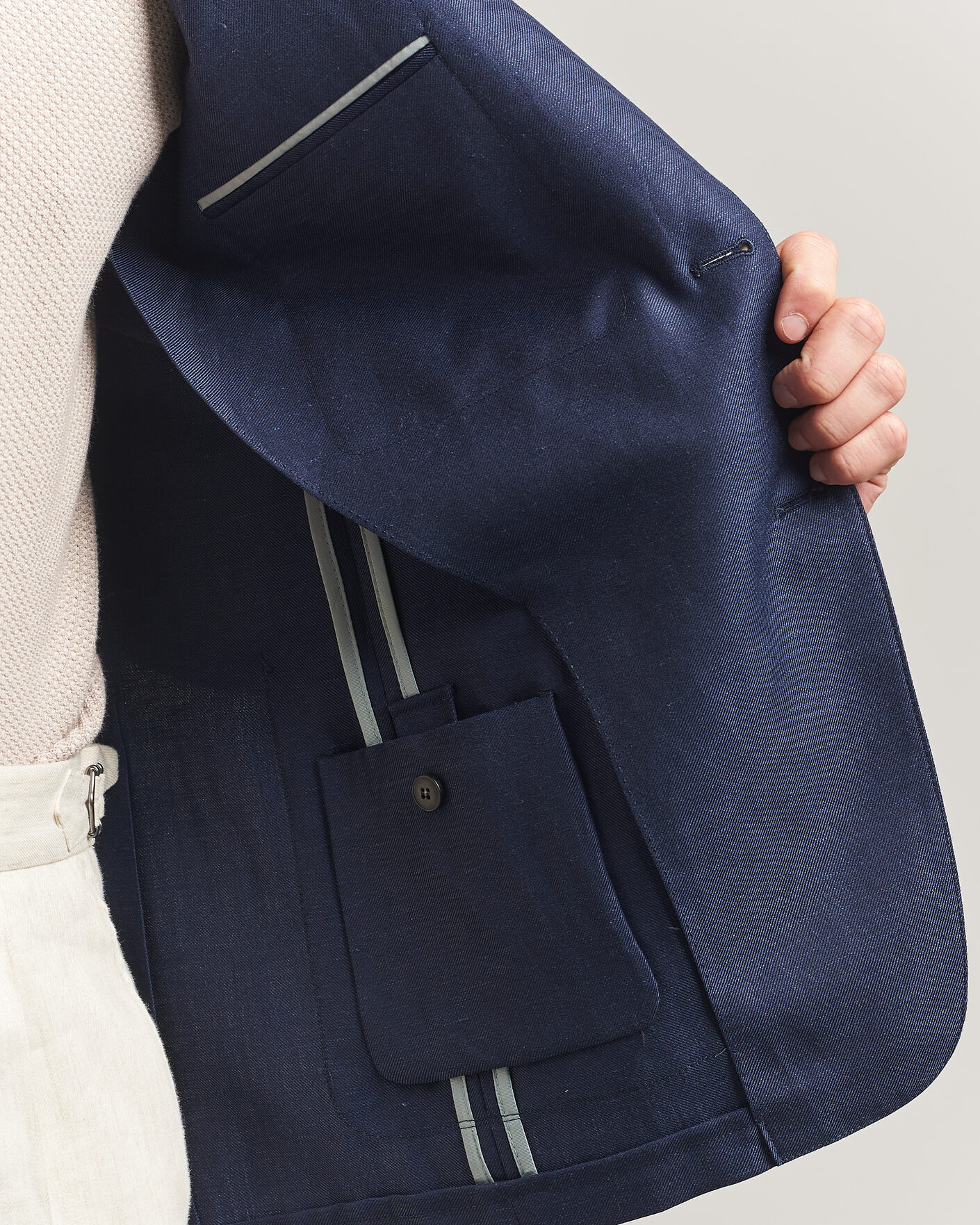 Herr | Kavajer | Canali | Unconstructed Wool/Linen Blazer Dark Blue