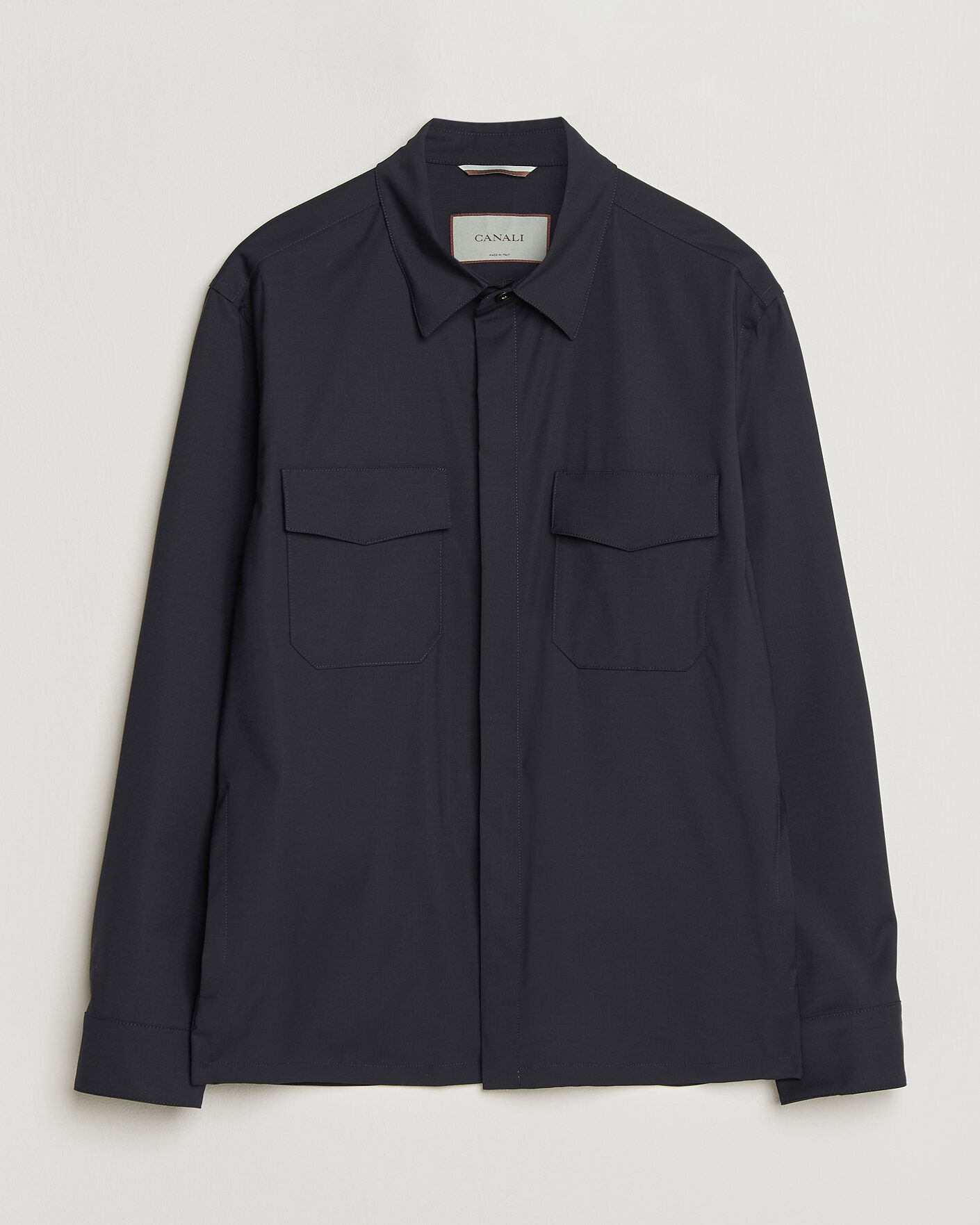 Herr | Skjortor | Canali | Travel Wool Overshirt Navy